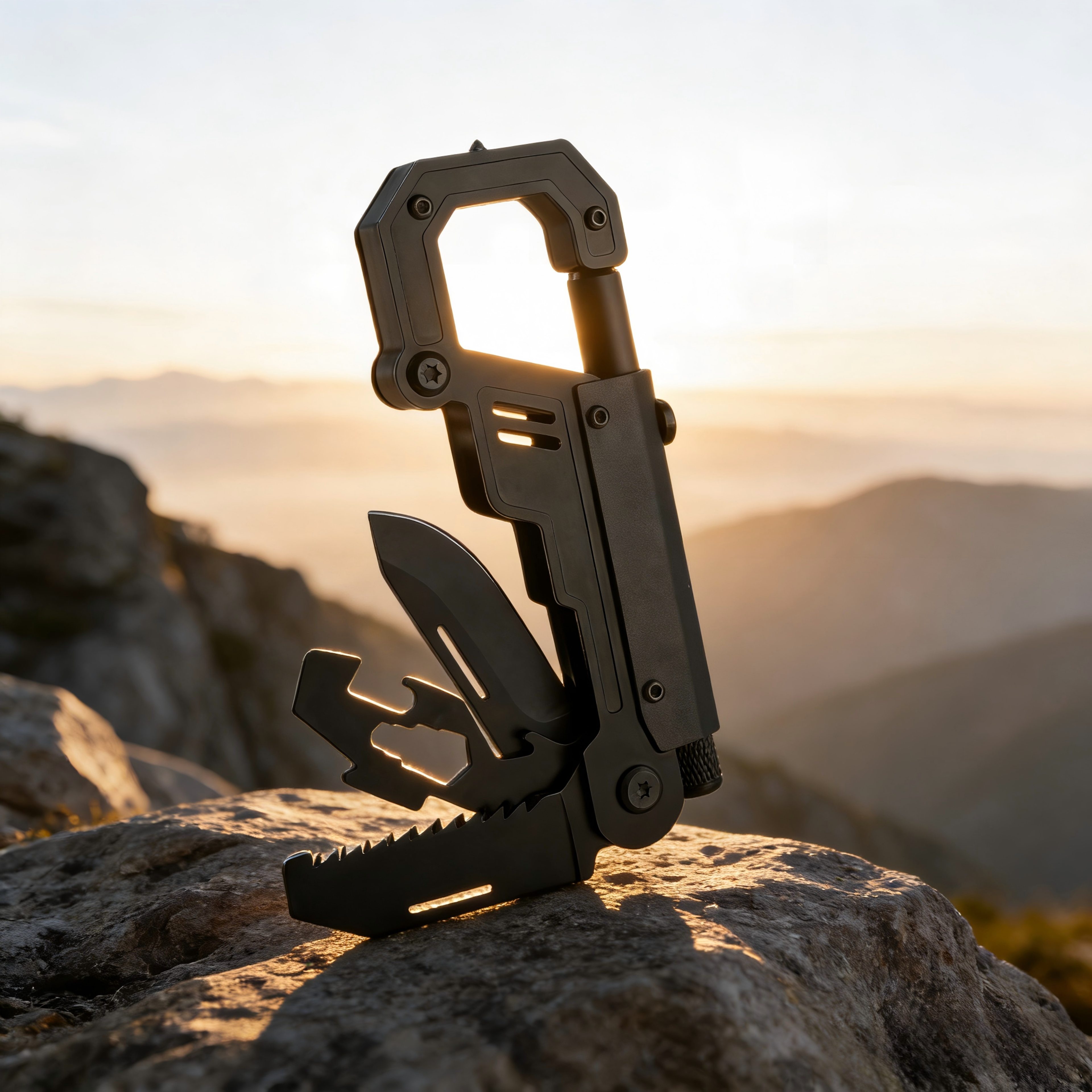 Tactical Outdoor Multi Tool with Folding Pocket Carabiner & Survival Camping Knife – view 2