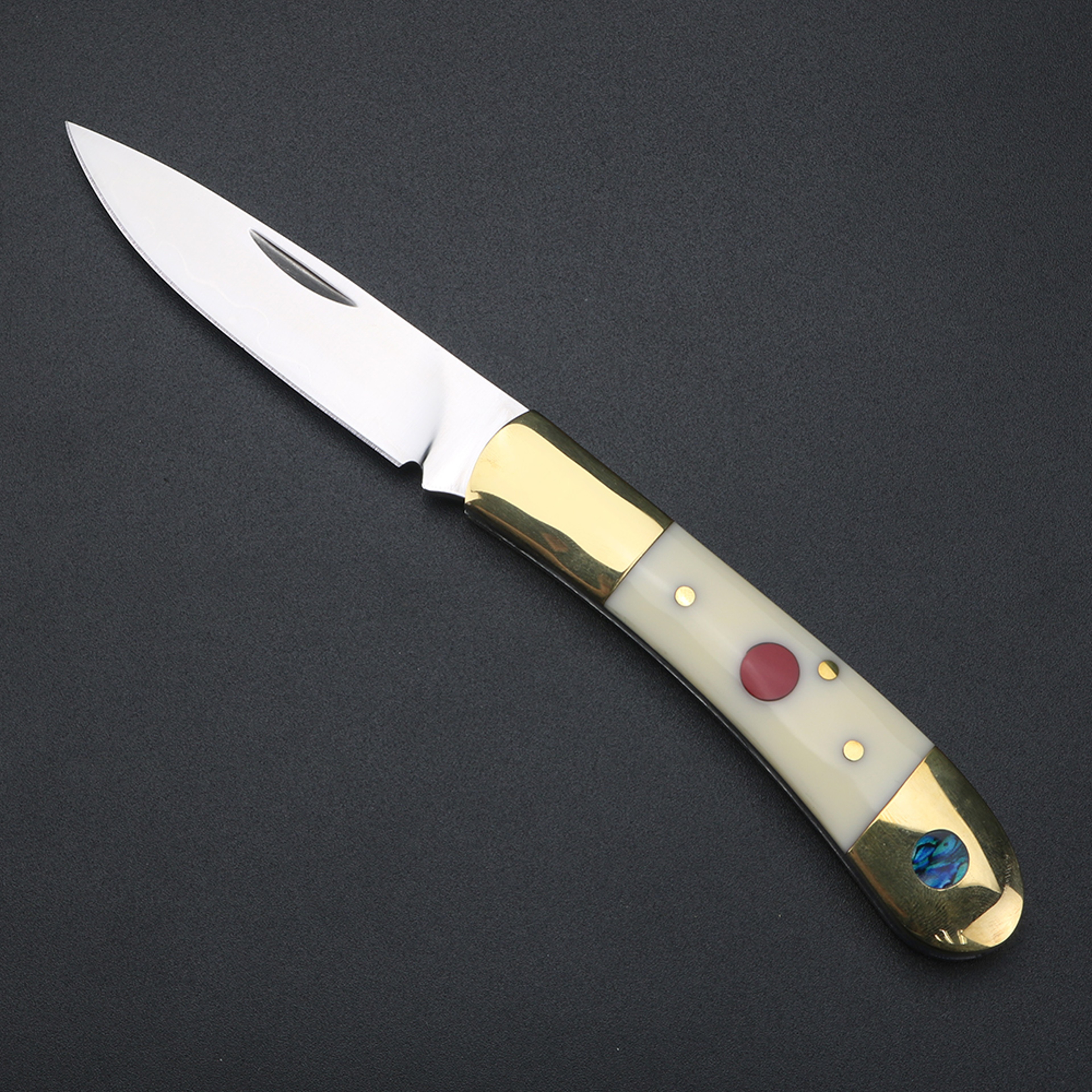 Premium Brass Handle Folding Knife Stainless Steel Pocket Knife, Perfect Gift – view 3