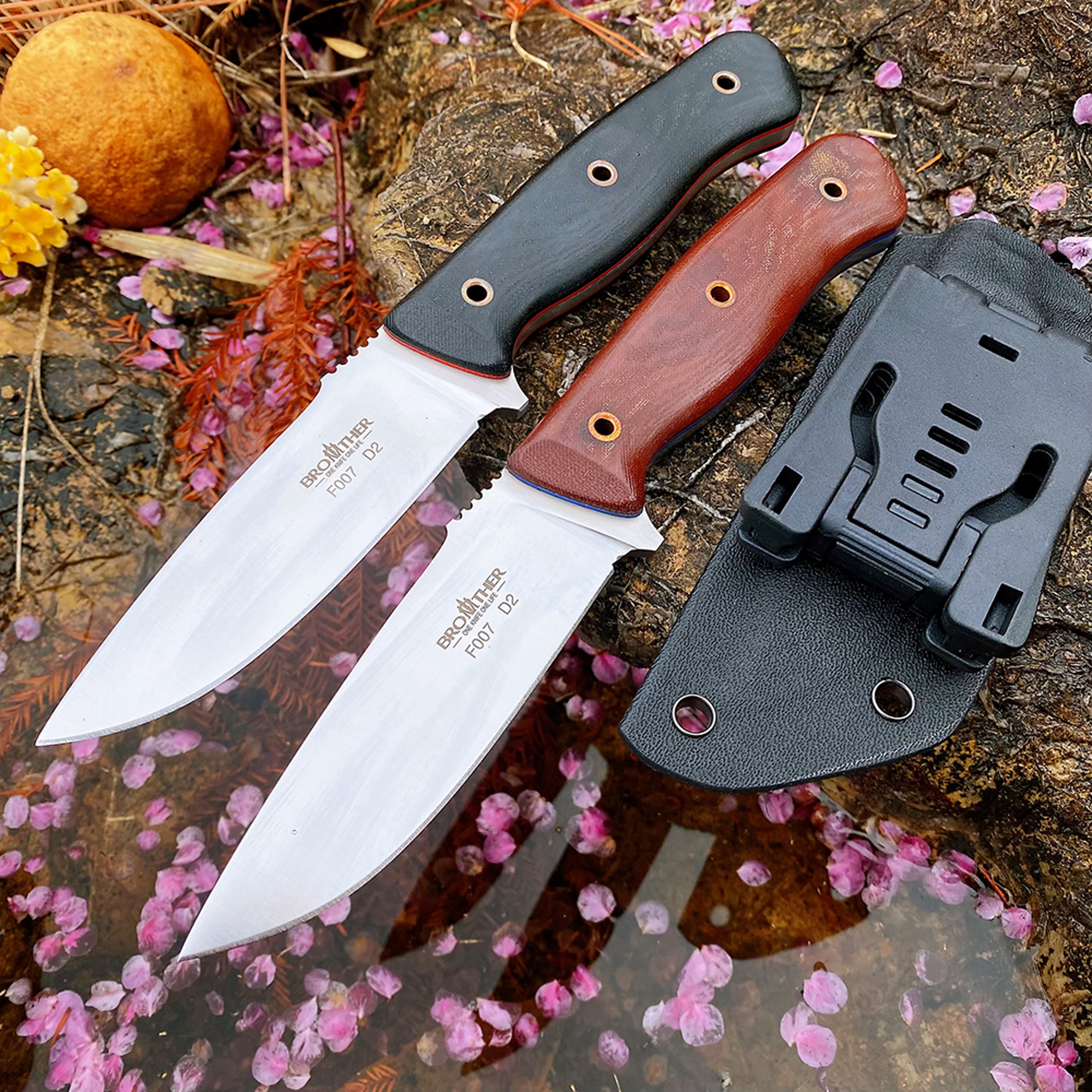 Brother Fixed Blade Bushcraft Knife with Micarta Handle – view 1