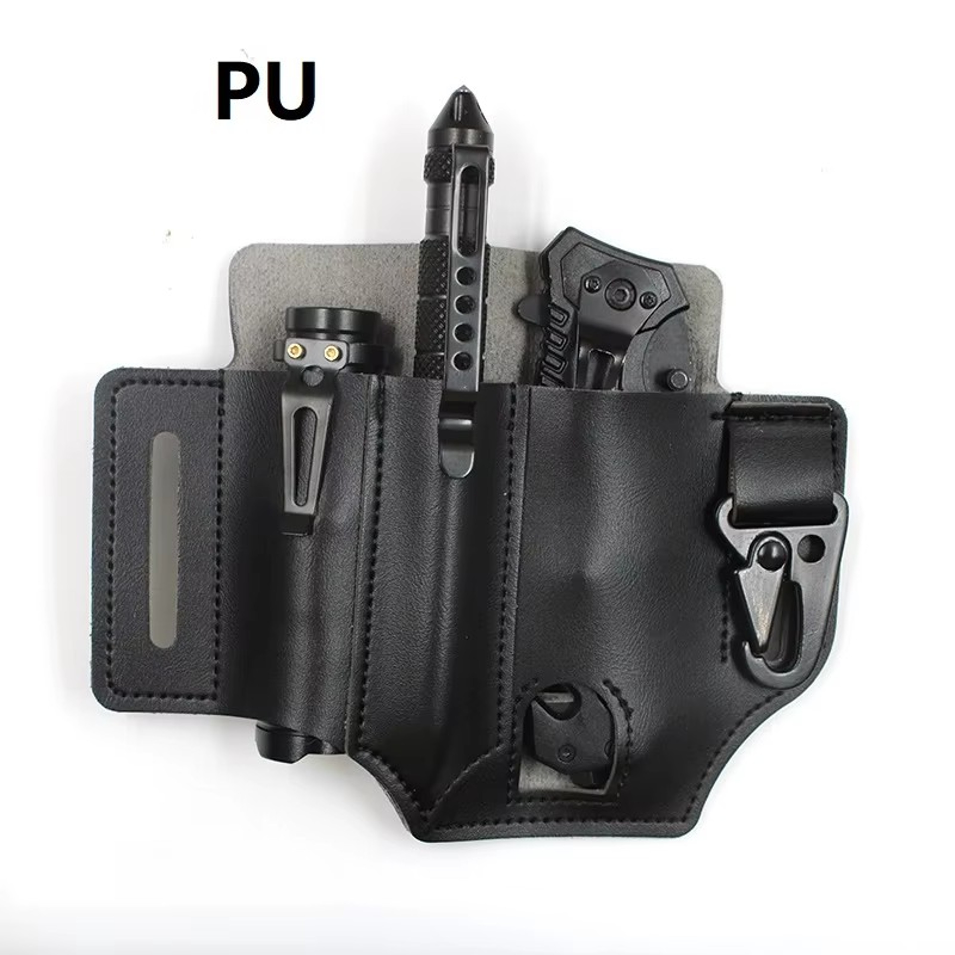 Leather Pouch Multitool Sheath and Flashlight Holder for Belt – view 7