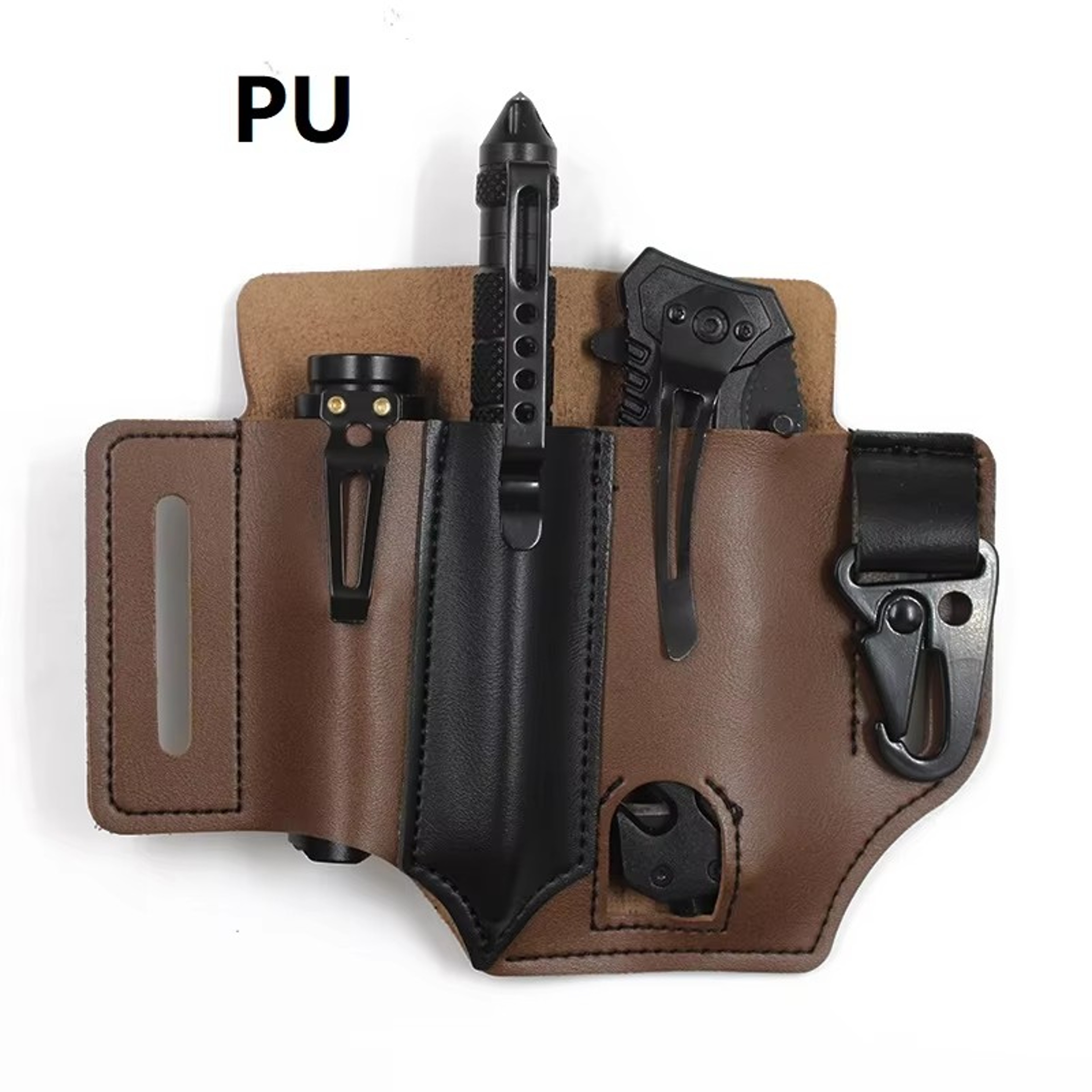 Leather Pouch Multitool Sheath and Flashlight Holder for Belt – view 9