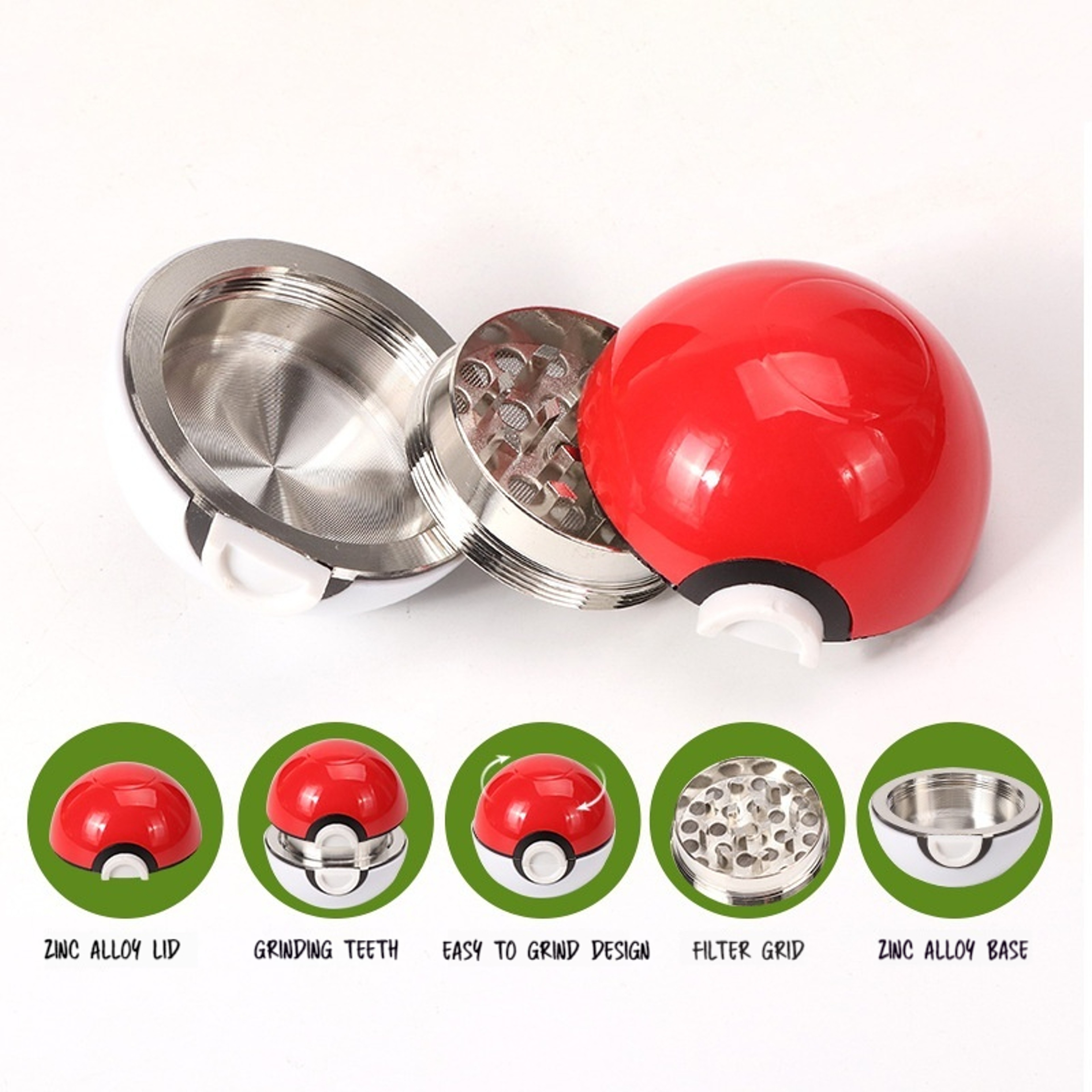 Anime Poke Ball Herb Grinder Metal Herb Grinder With Durable Zinc Alloy  Nostalgic Design 1
