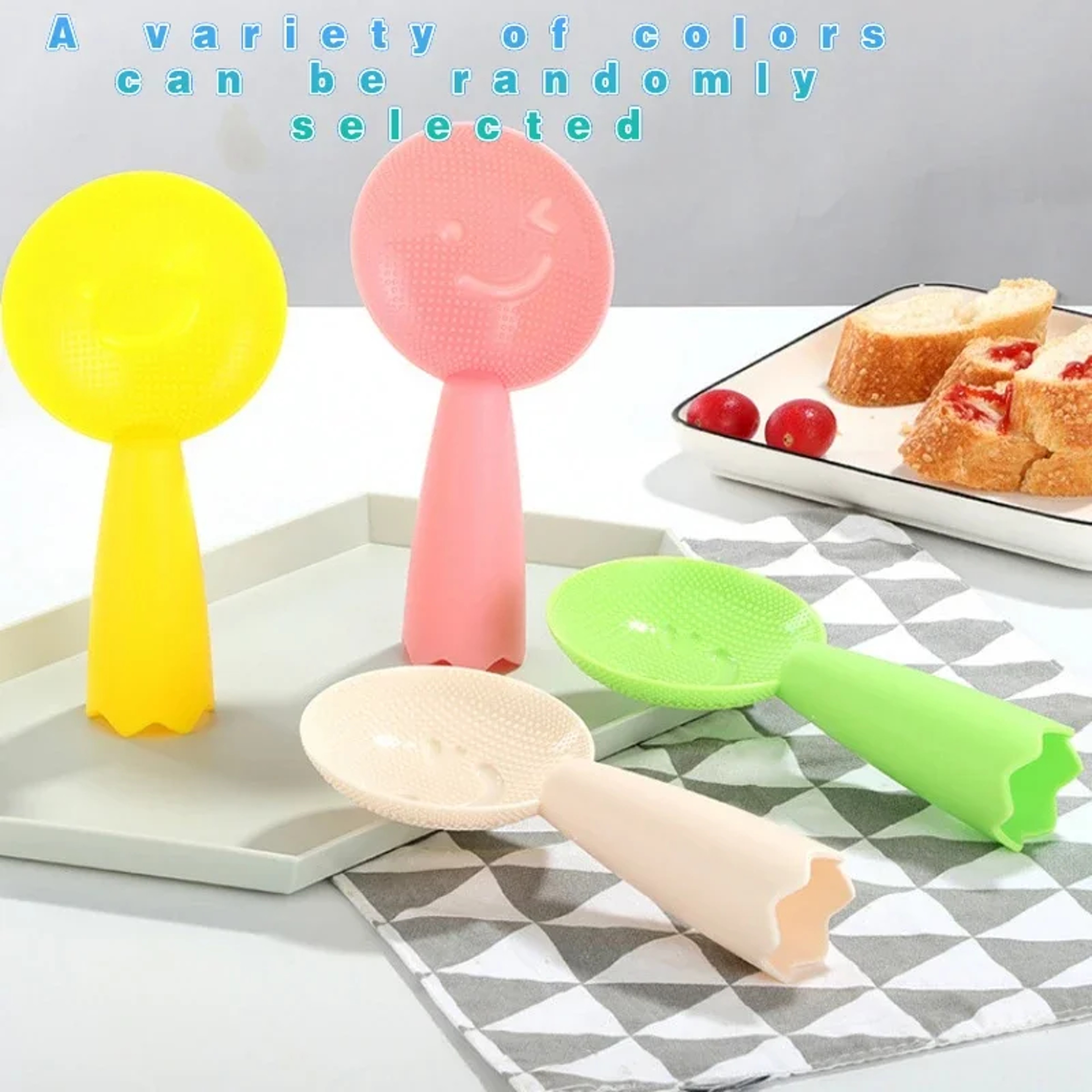 Non Stick Rice Spoon With Smiley Face Standable Rice Spatula 0