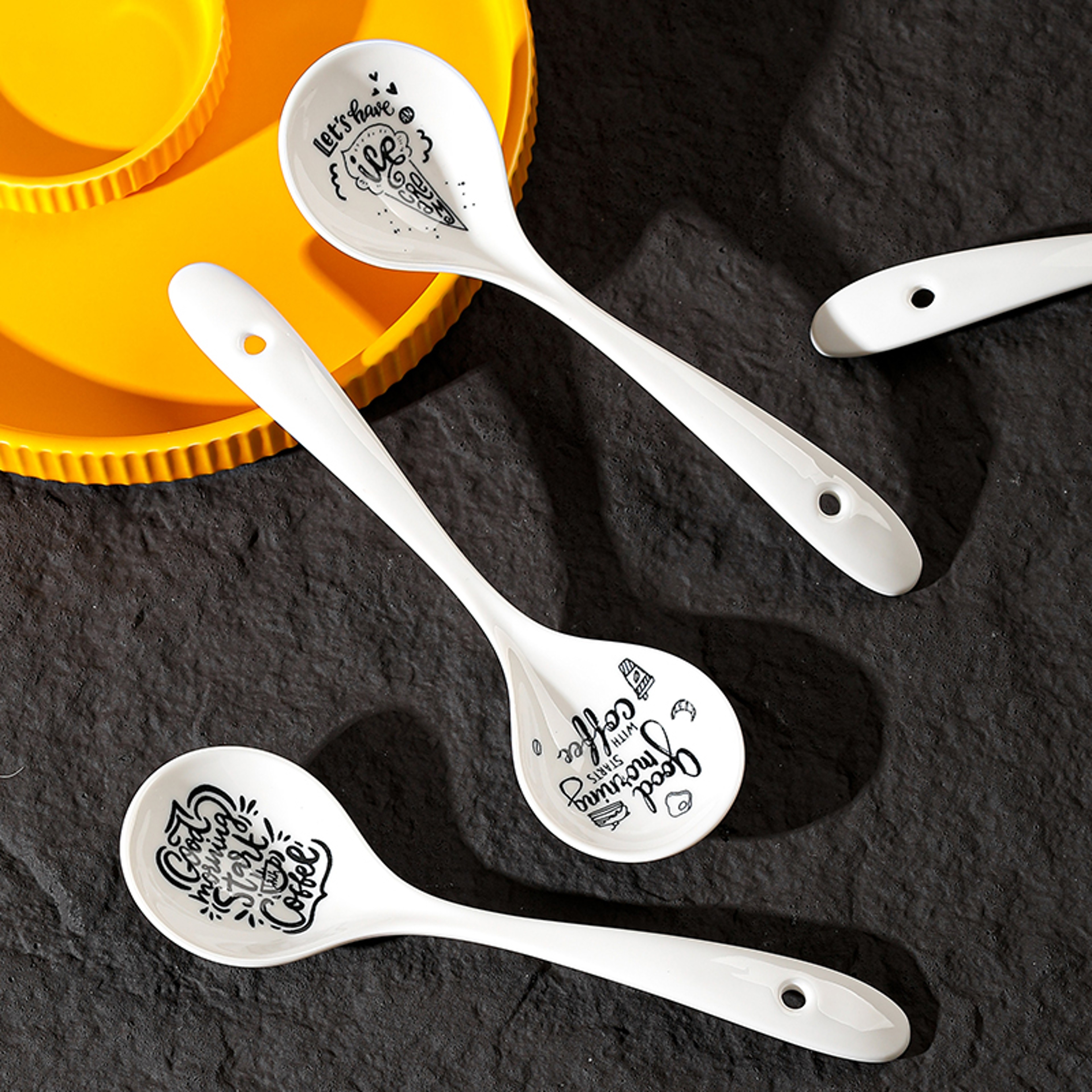 Premium Ceramic Soup Spoon Long Handle Multi Purpose Kitchenware – view 3