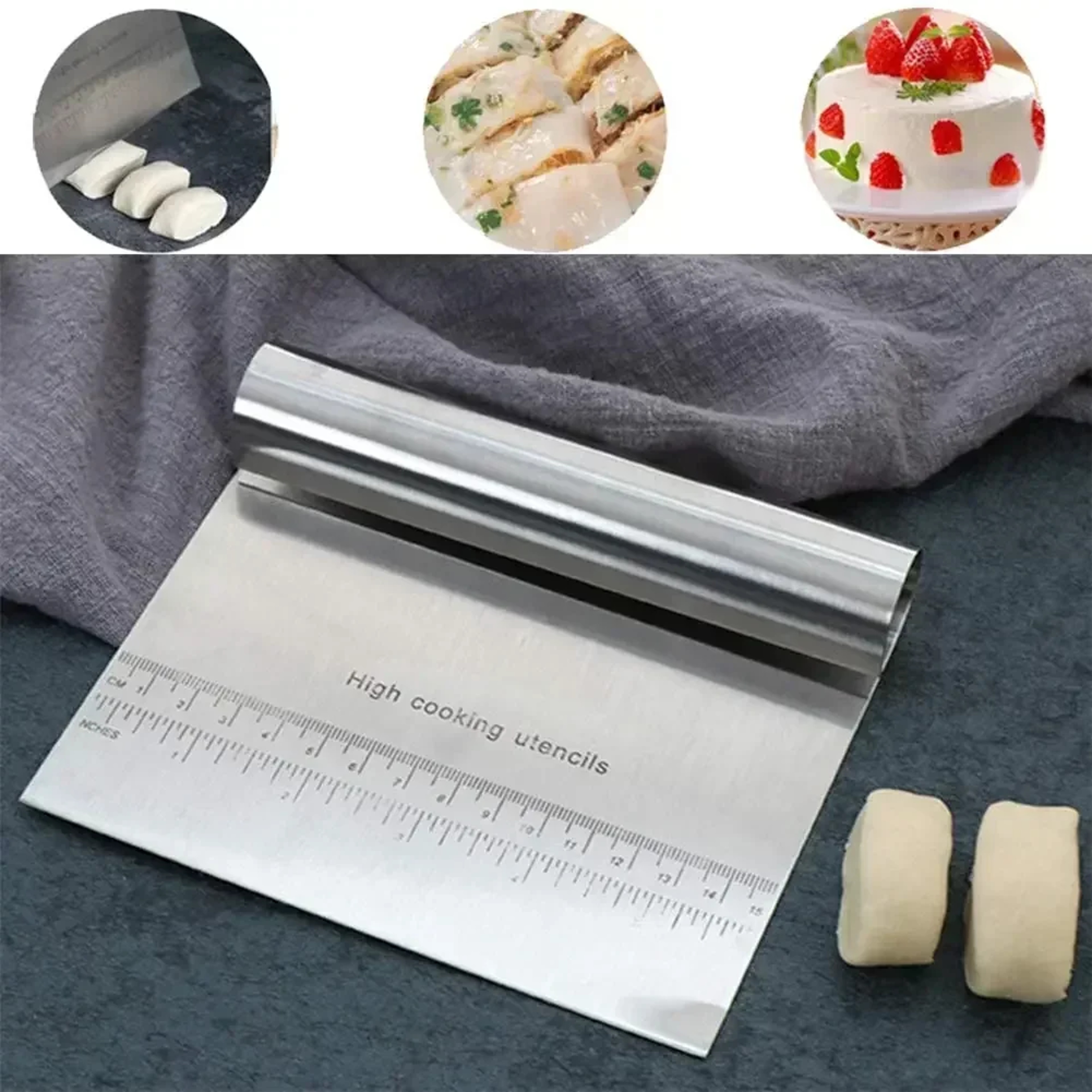 Premium Stainless Steel Cake Scraper & Fondant Spatula Set DIY Baking Tools – view 2