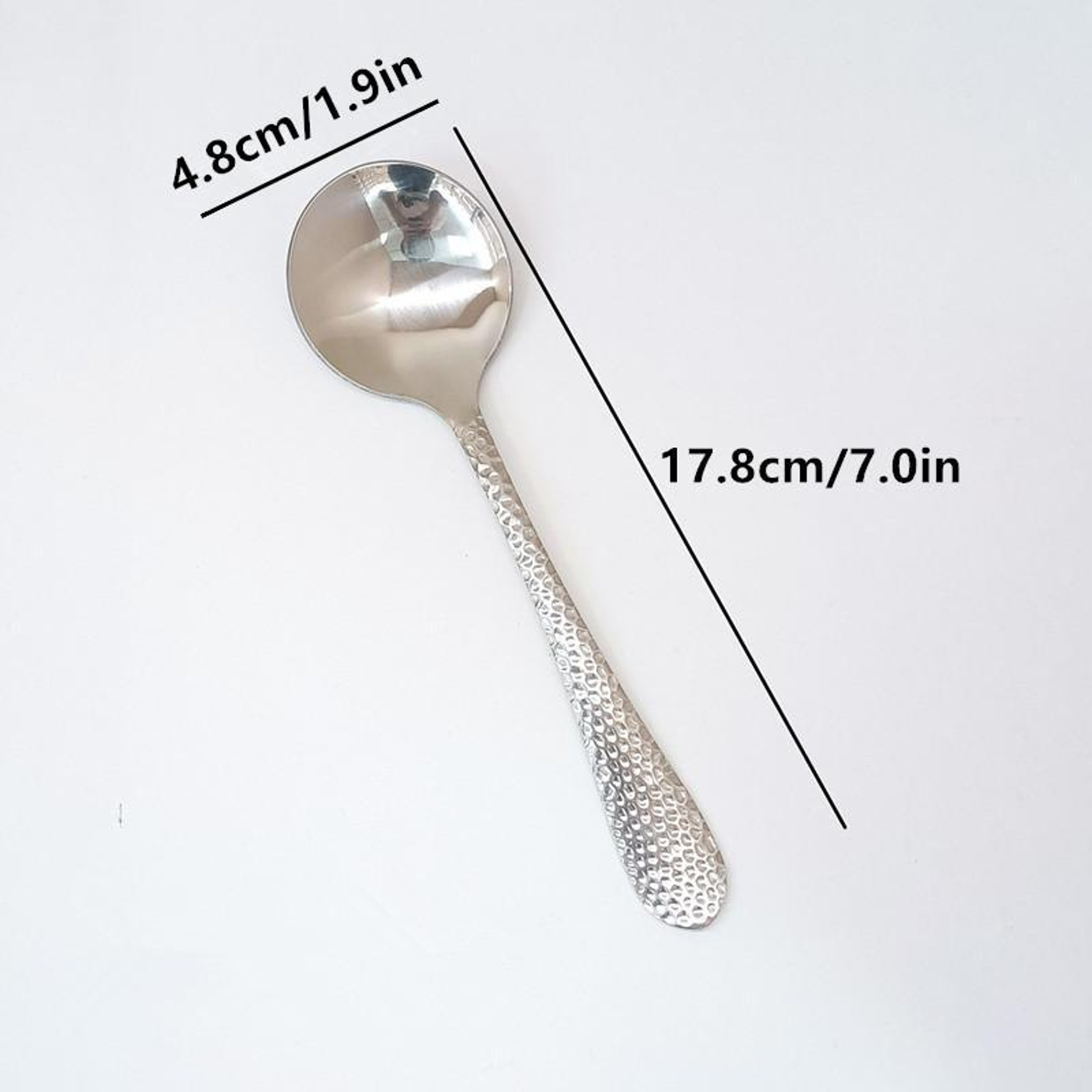 Premium Hammer Pattern Stainless Steel Dessert & Soup Spoon Creative Long Handle Spoon – view 6