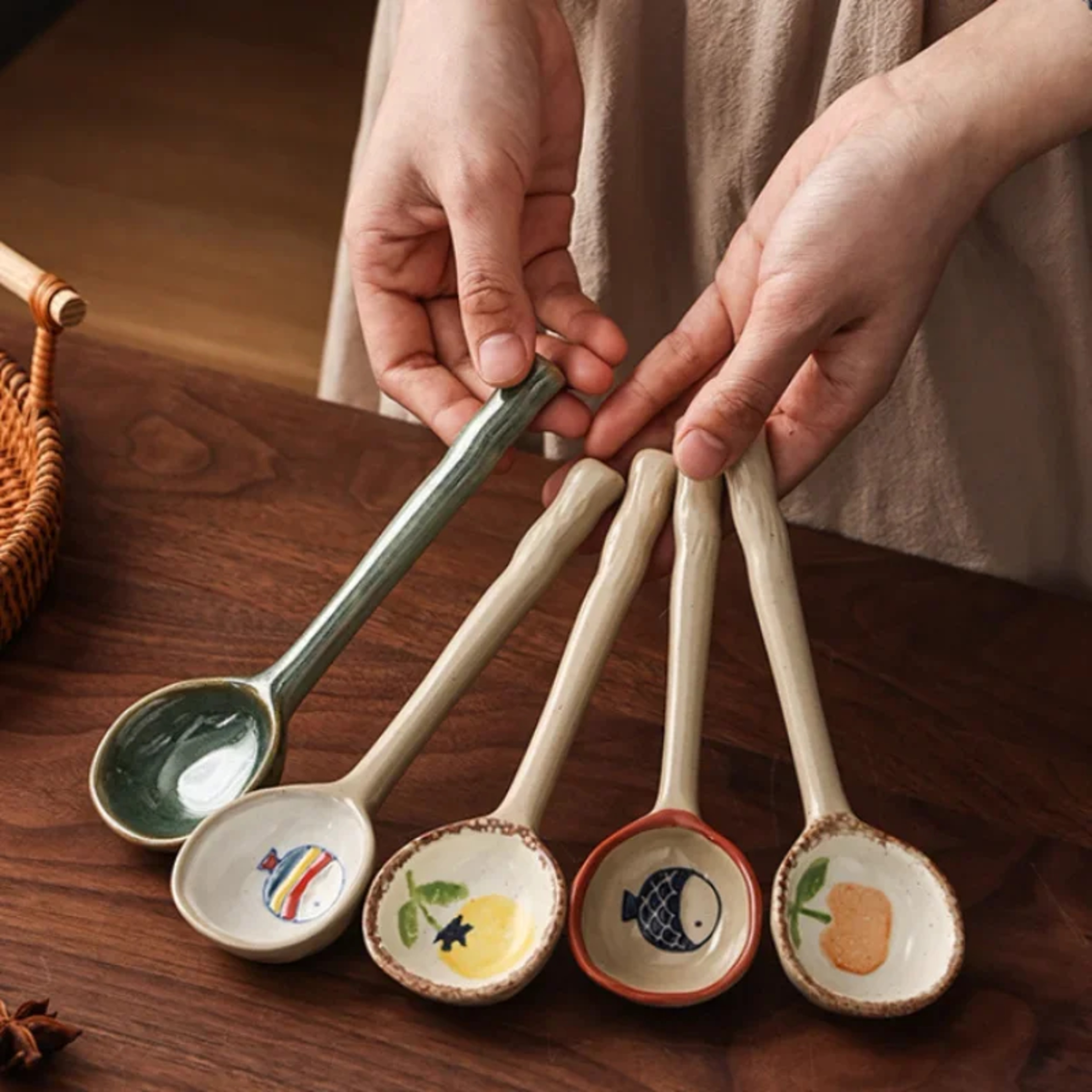 Japanese Ceramic Soup Spoon Set Cute Long Handle Tableware For Kids  Adults 2