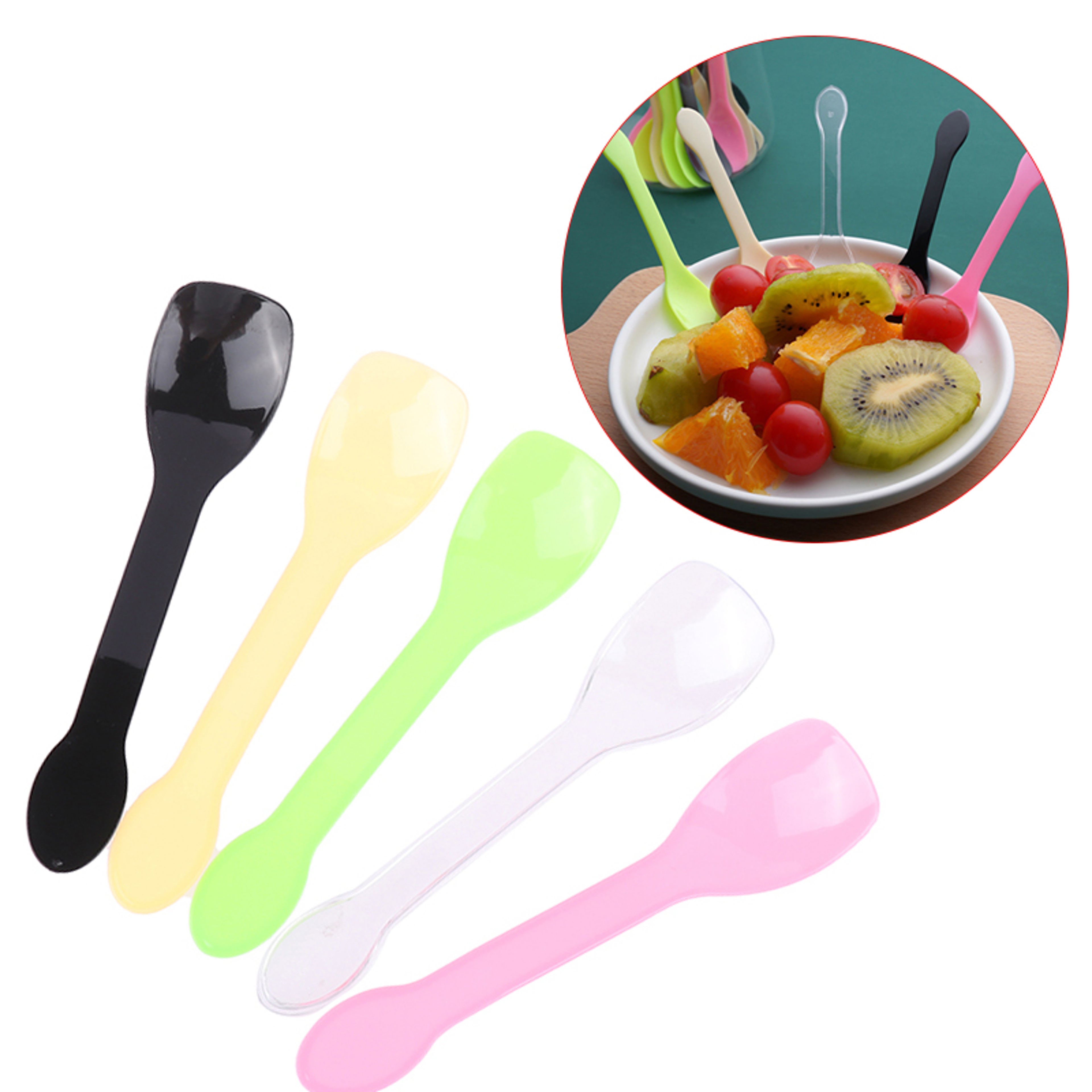 Party  Dessert Mini Plastic Spoons Disposable Dessert  Ice Cream Tasting Spoons 0