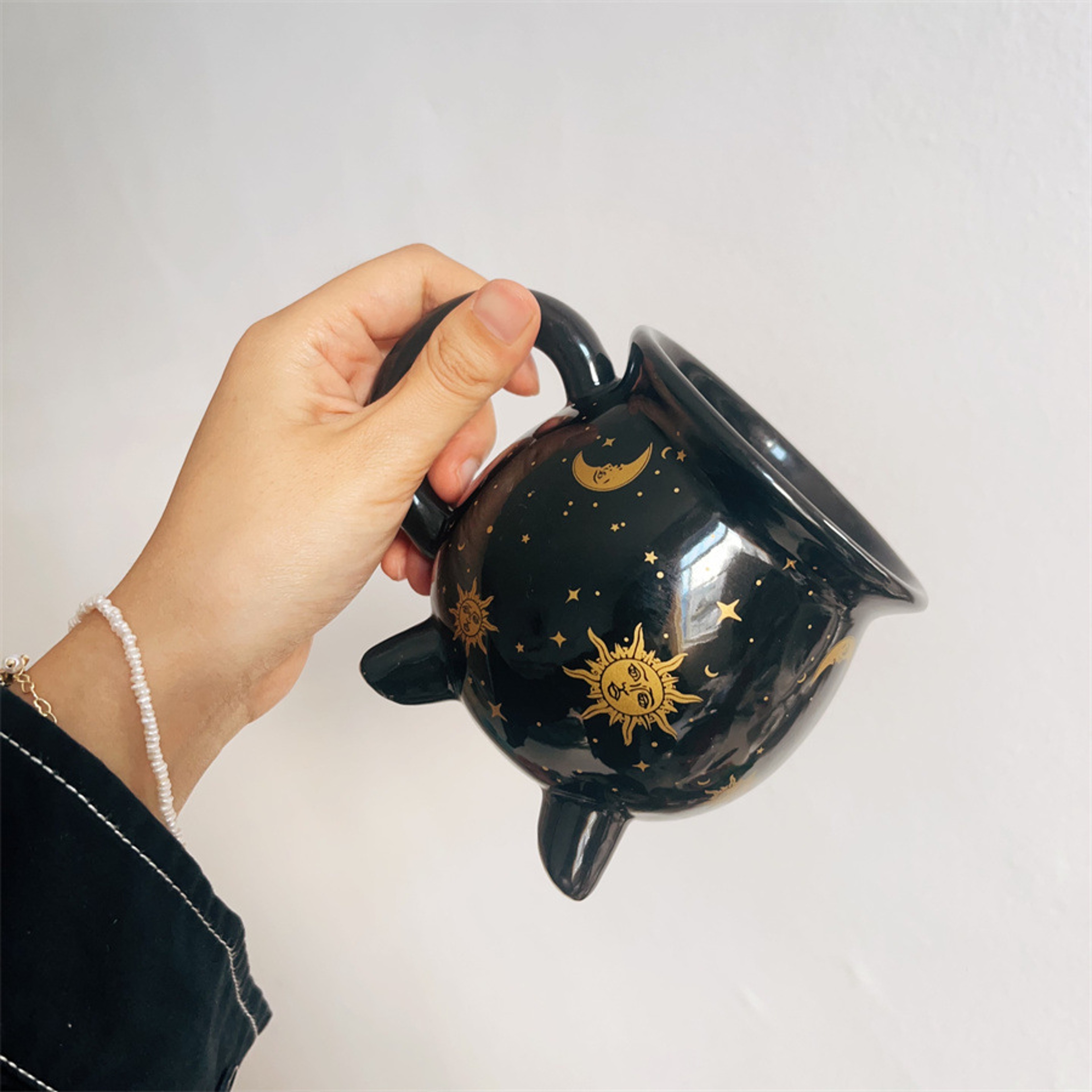 Cauldron Coffee Mug Black Ceramic Witch Mug For Magical Sips  Stylish Everyday Use 0