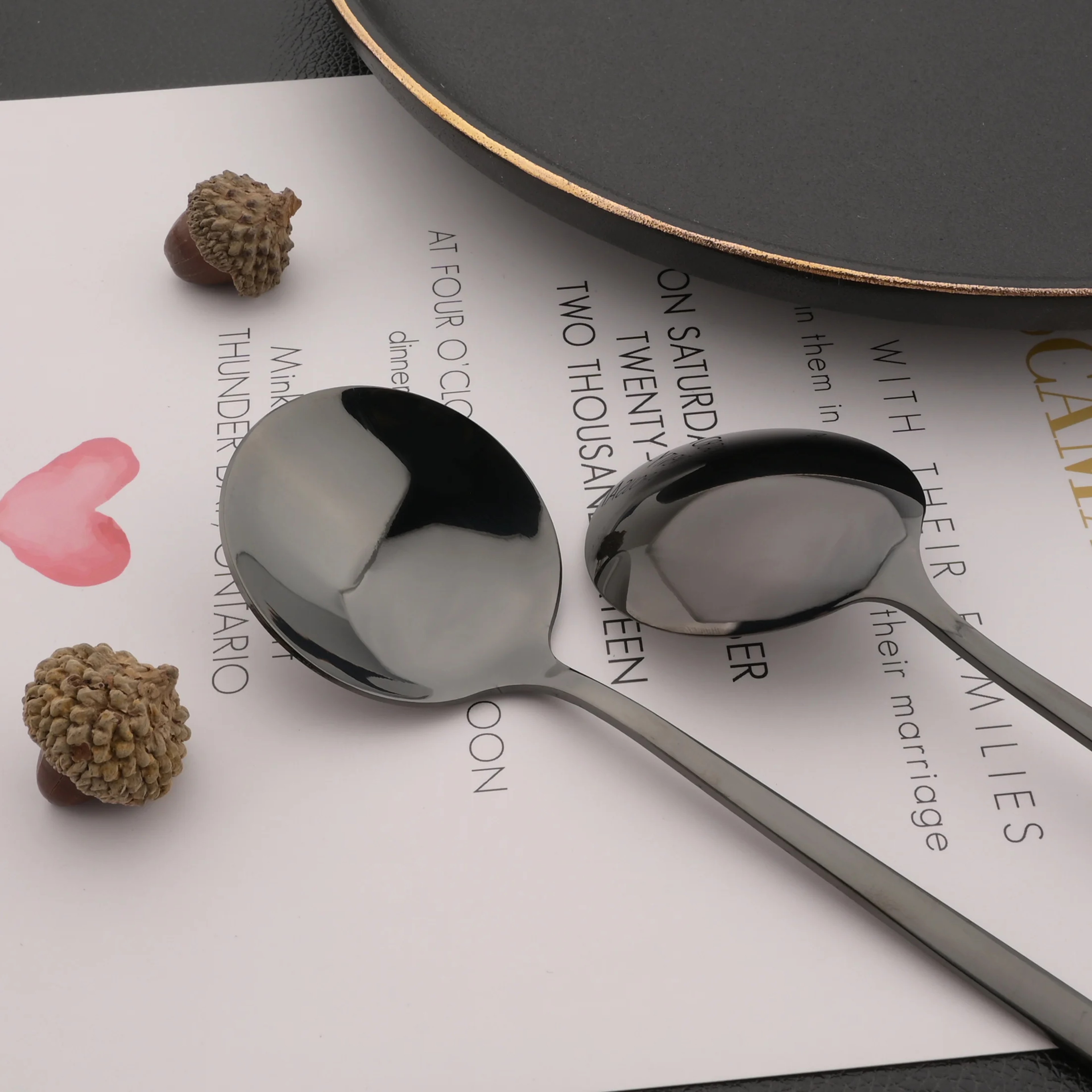 White Gold Stainless Steel Spoons Tea  Dessert Set 2