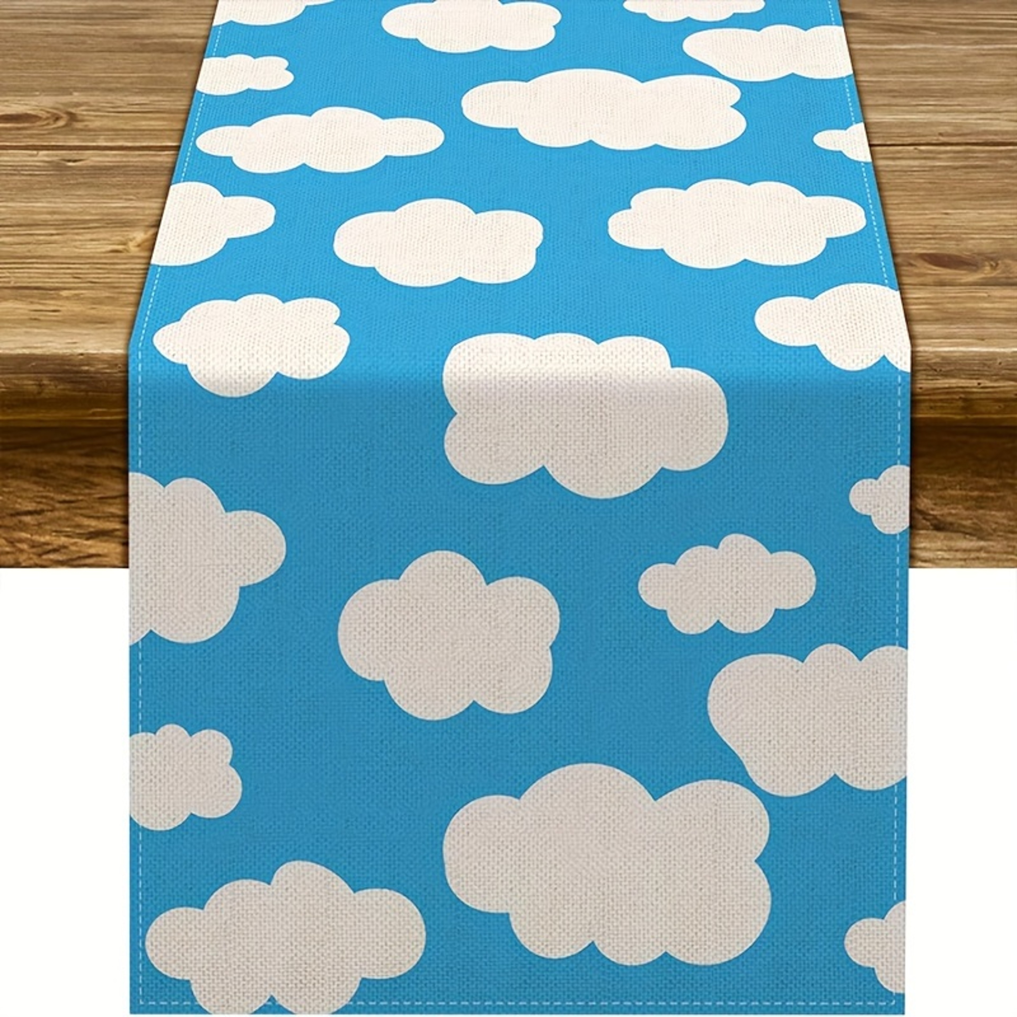 Elegant Blue Sky & White Cloud Table Runner for Home & Wedding Decor – view 1