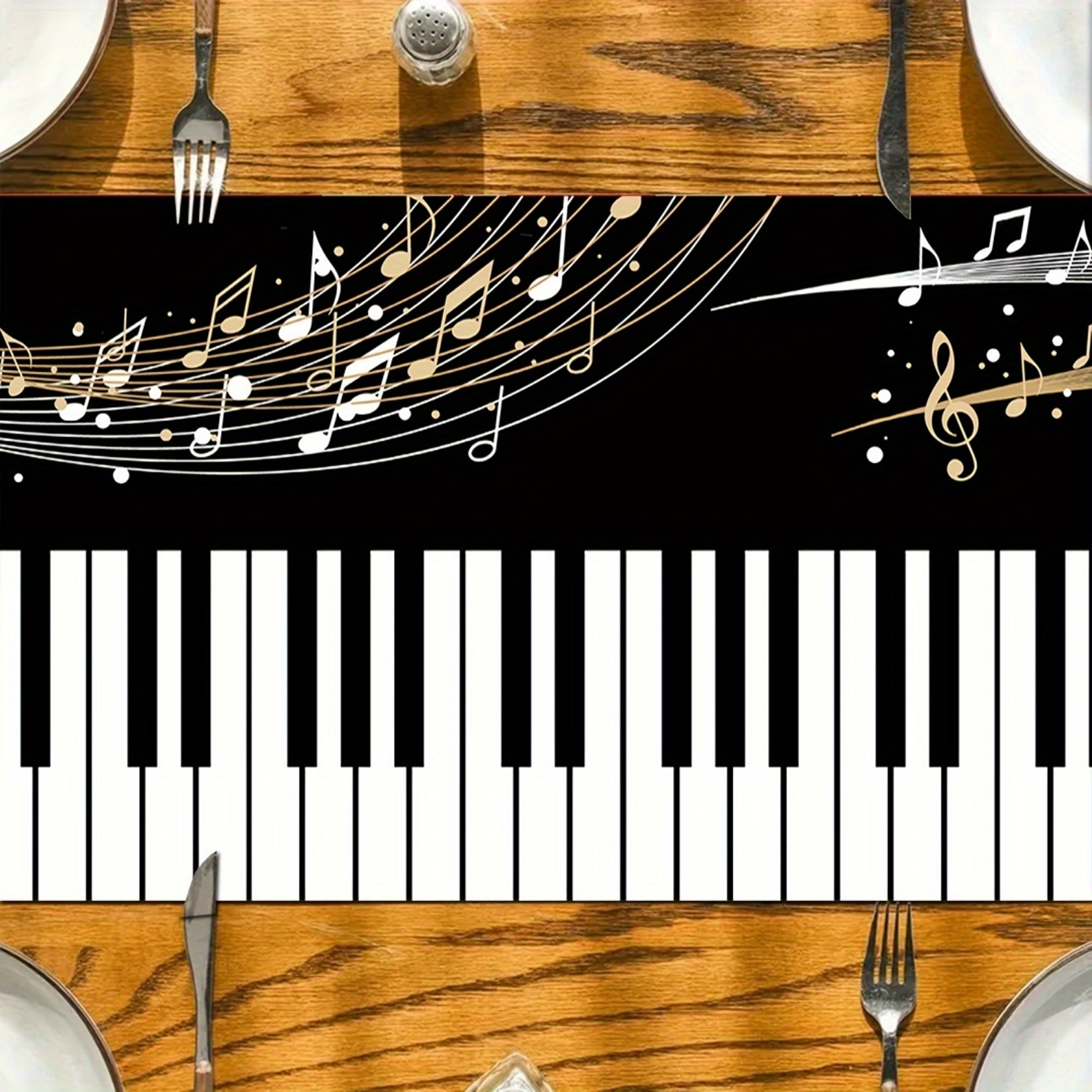 Elegant Piano Keys Table Runner Washable Music Decor For Home  Parties 4