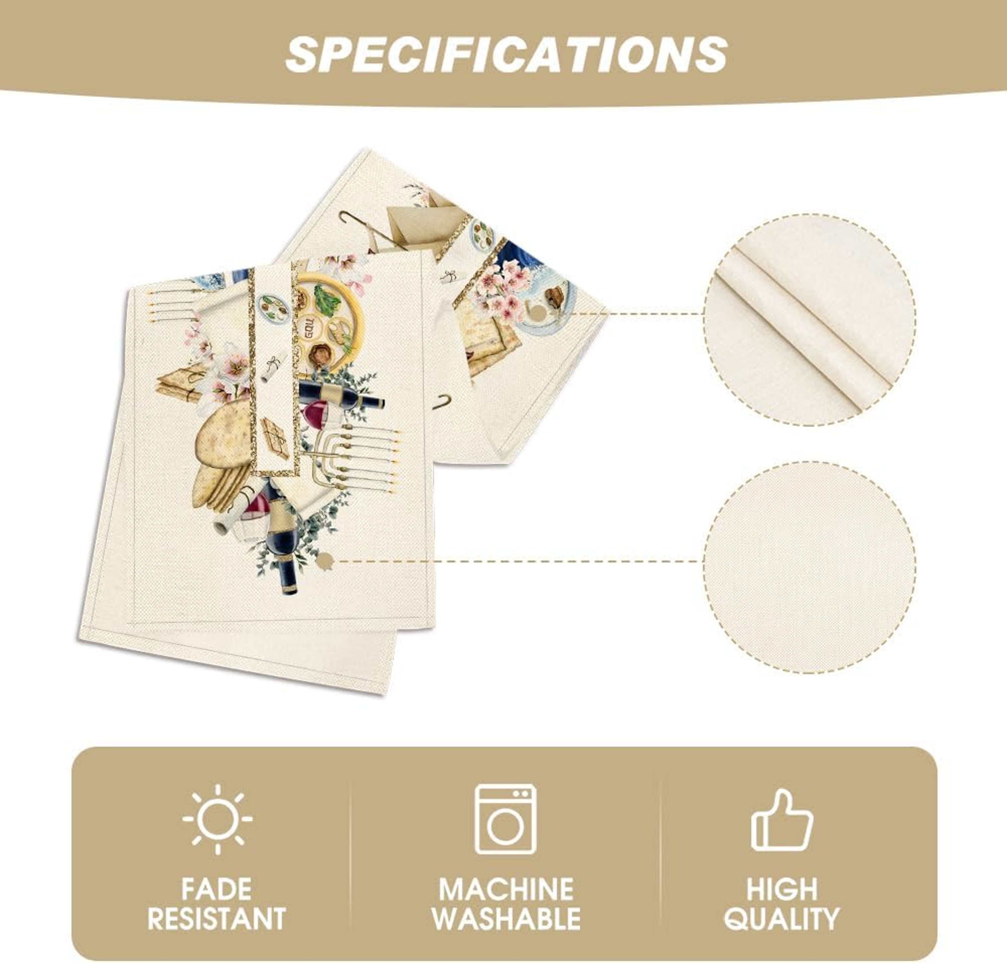 Premium Passover Linen Table Runner Jewish Holiday & Pesach Seder Decor – view 5