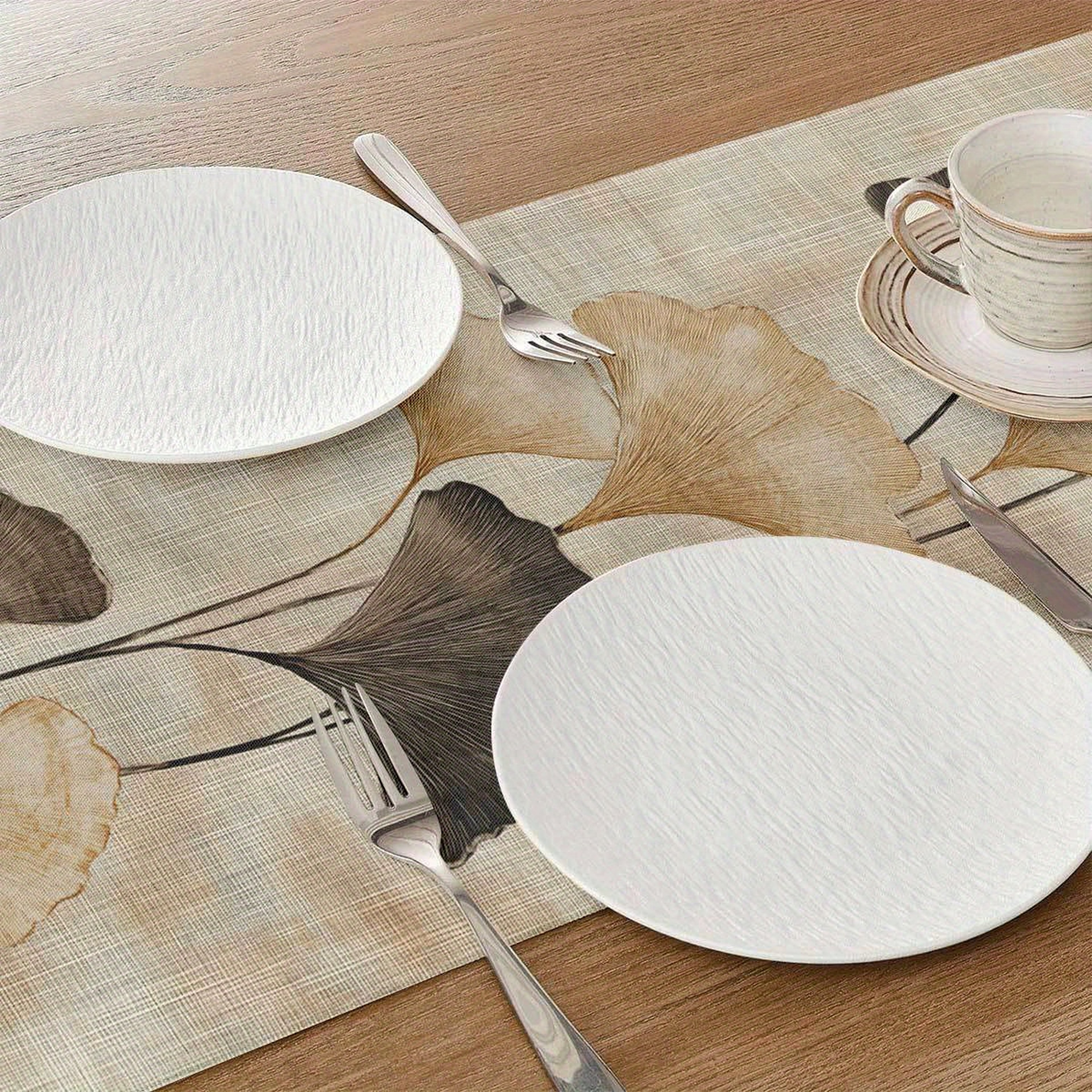 Elegant Ginkgo Leaf Table Runner Linen Decor For Tea Rooms  Zen Spaces 3