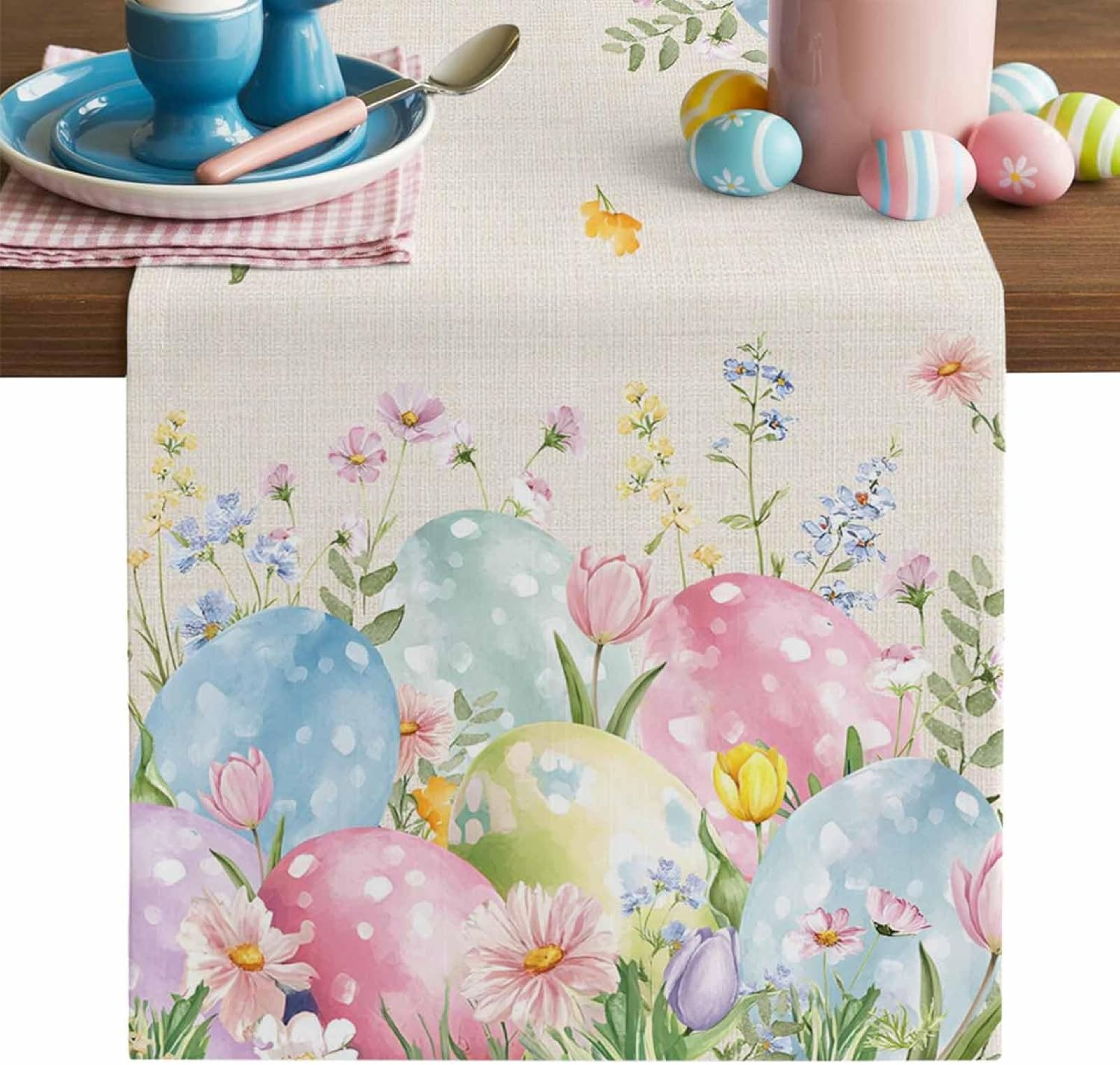 Premium Linen Easter Table Runner Reusable Spring Party Decor – view 7