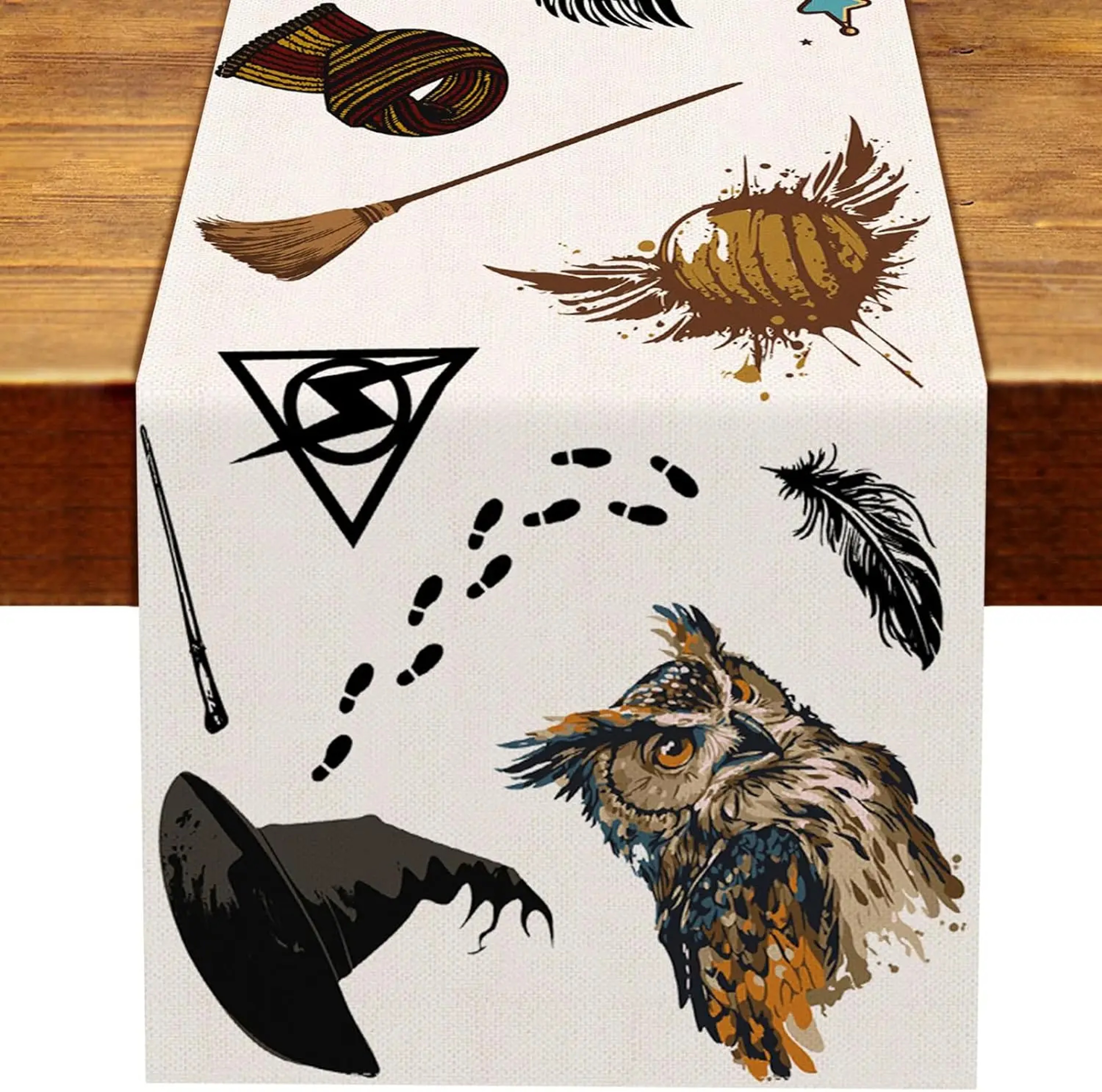 Halloween Table Runner Linen Wizard & Witch Theme Spooky Halloween Tablecloth Decor – view 7