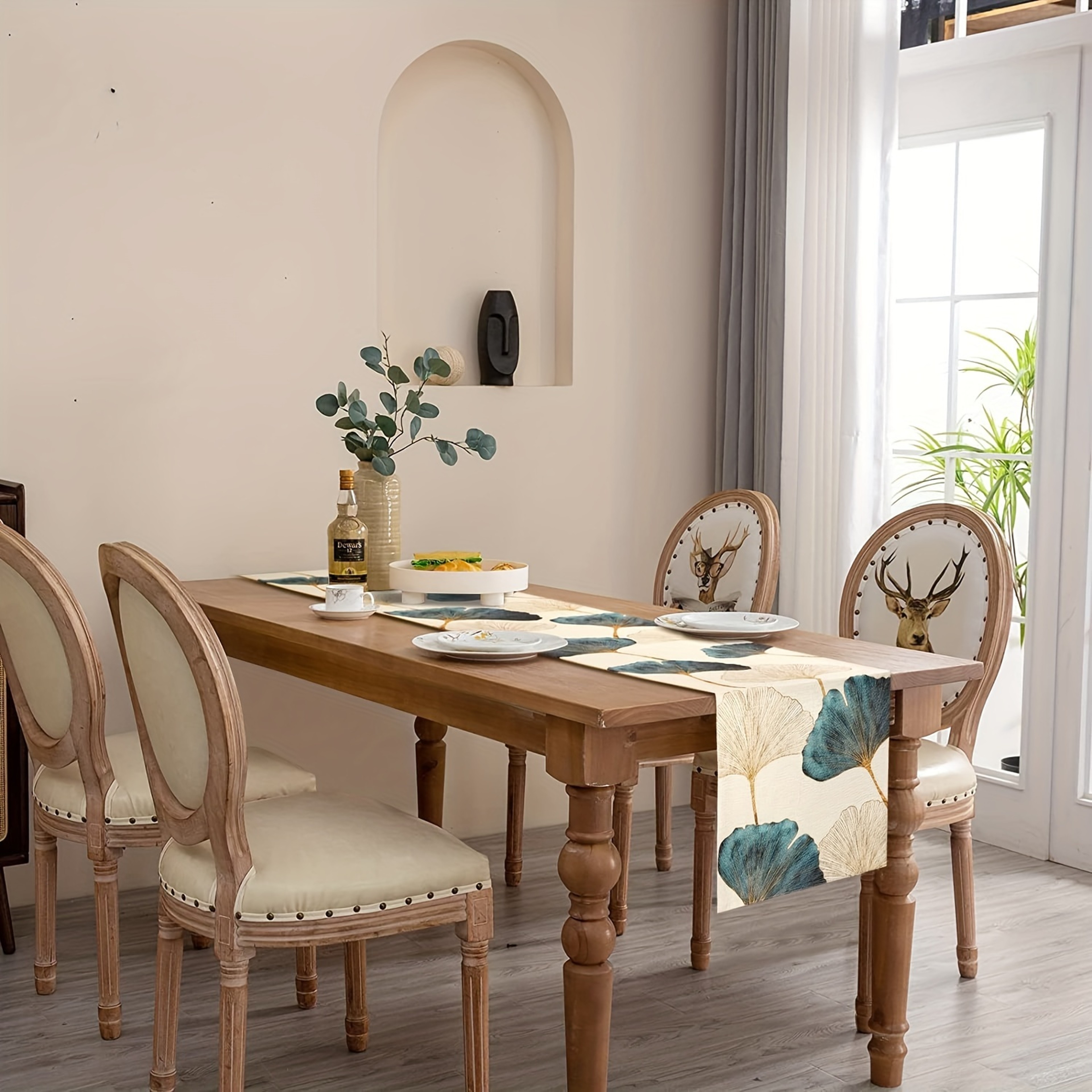 Elegant Ginkgo Leaf Farmhouse Table Runner For Rustic Dining Room Decor 5