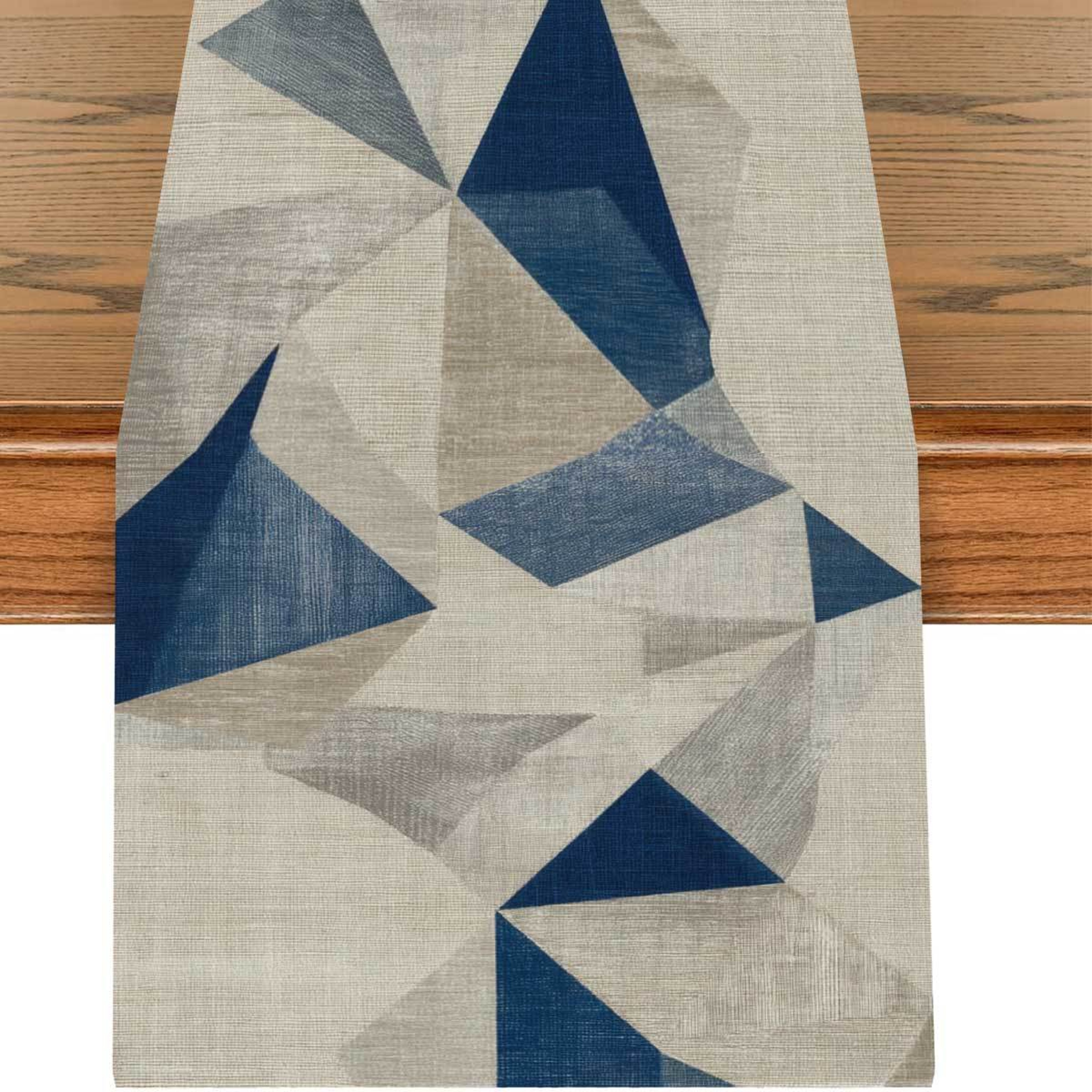 Minimalist Blue White Gray Table Runner Contemporary Dining Decor 5