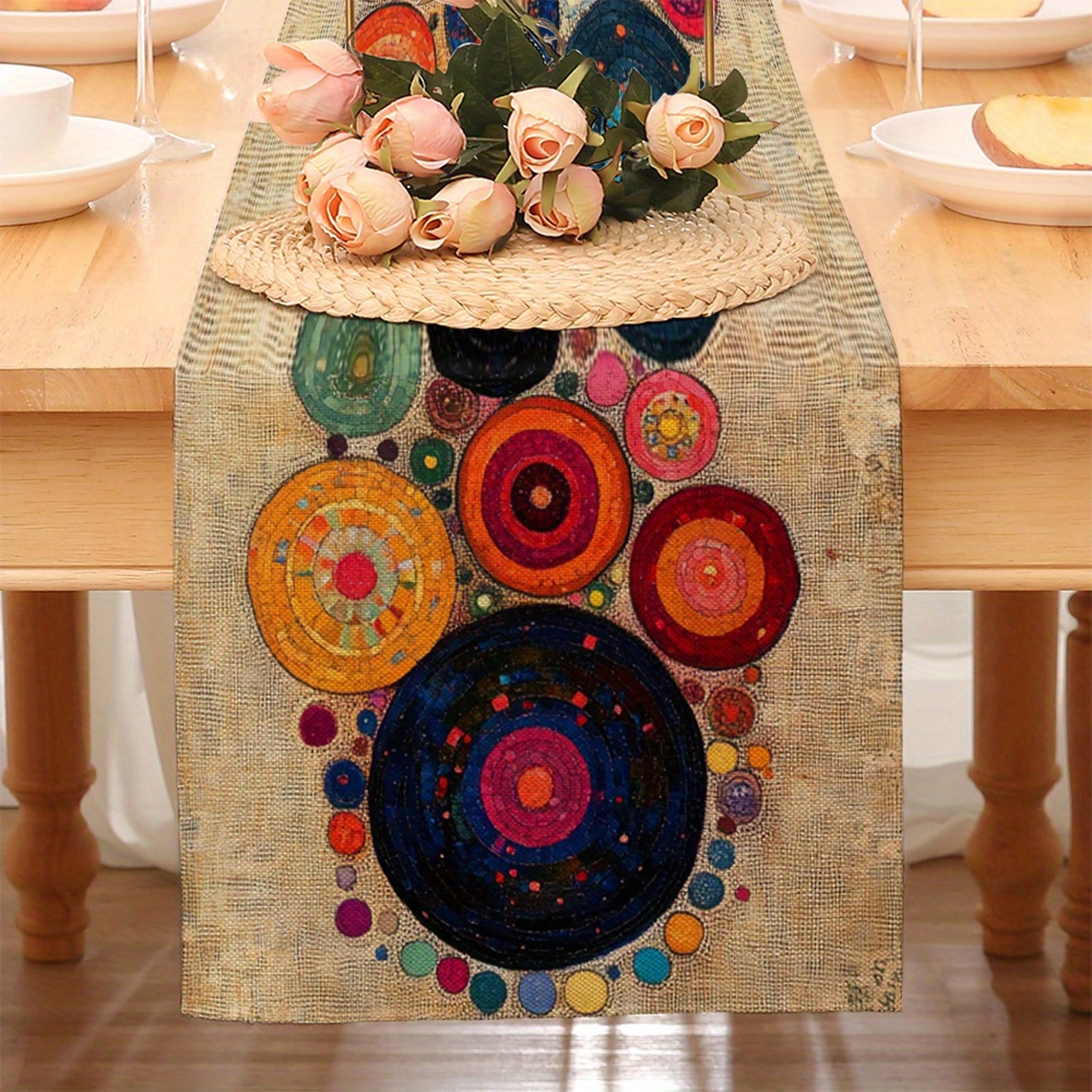 Bohemian Polka Dot Round Table Runner For Home  Party Decor 2