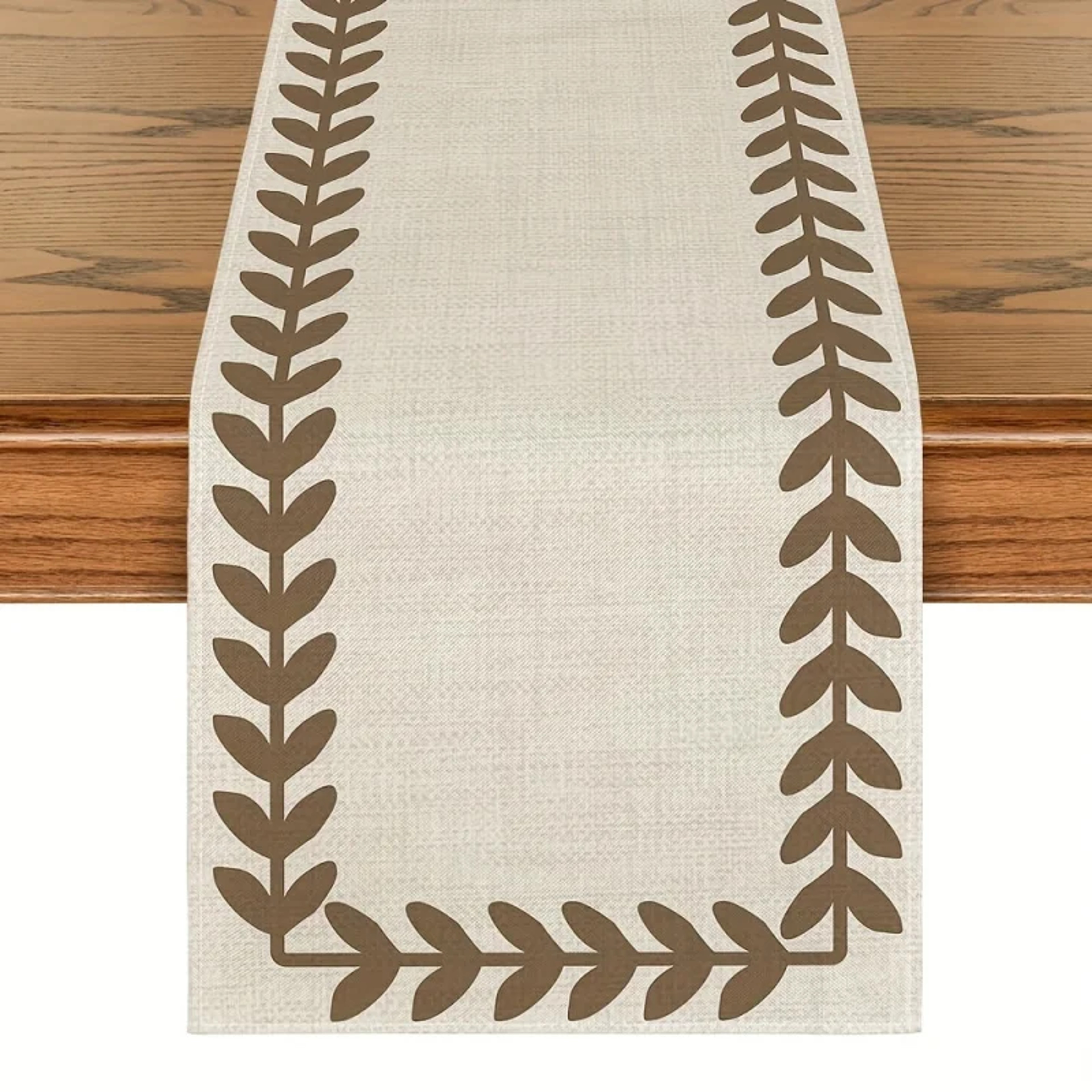 Brown Willow Leaf Table Runner Heat Resistant  Machine Washable Home Decor 1