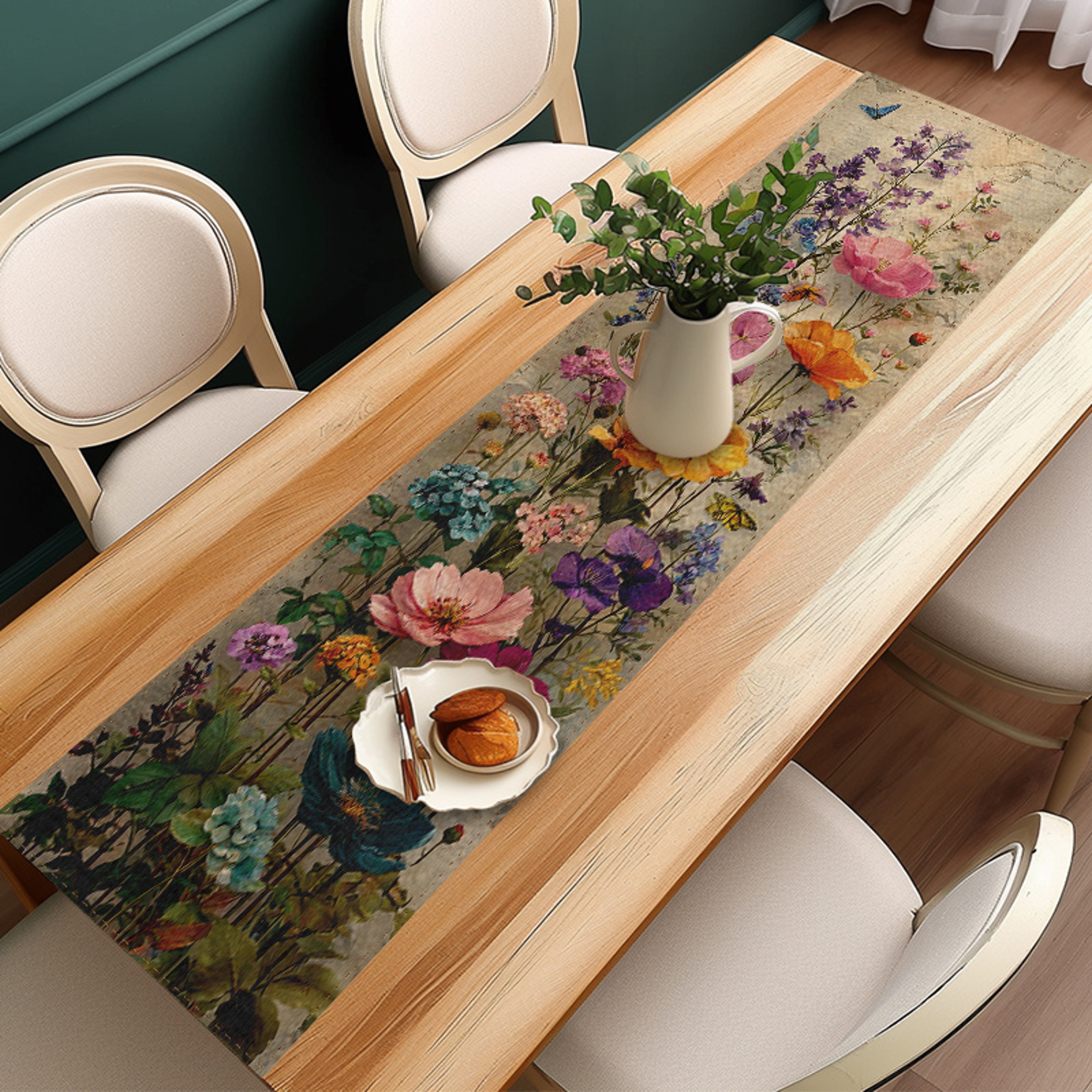 Elegant Floral Table Runner Perfect For Weddings Spring Decor  Dining Tables 2