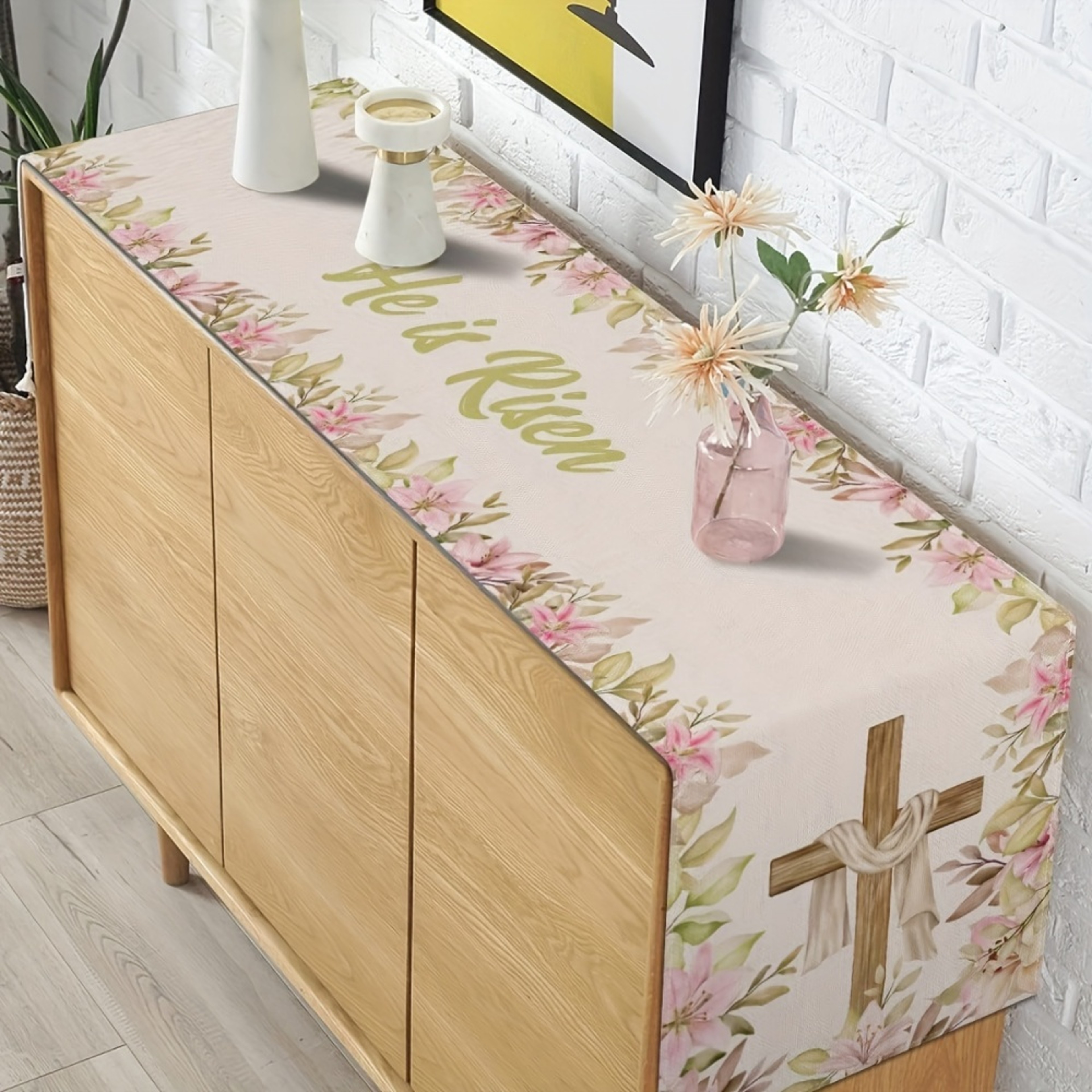 Elegant Floral Table Runner Easter  Spring Holiday Table Decor 2