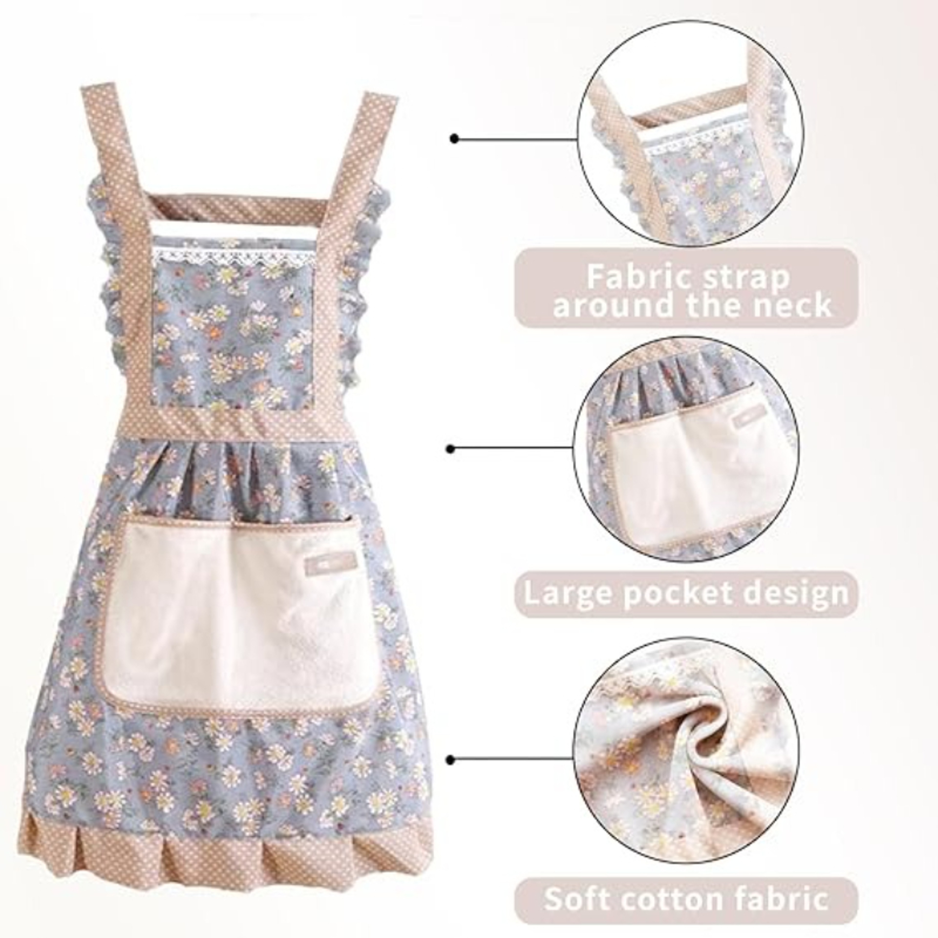 Cute Kitchen Apron With Pockets Adjustable Baking  Cooking Apron For Women 4