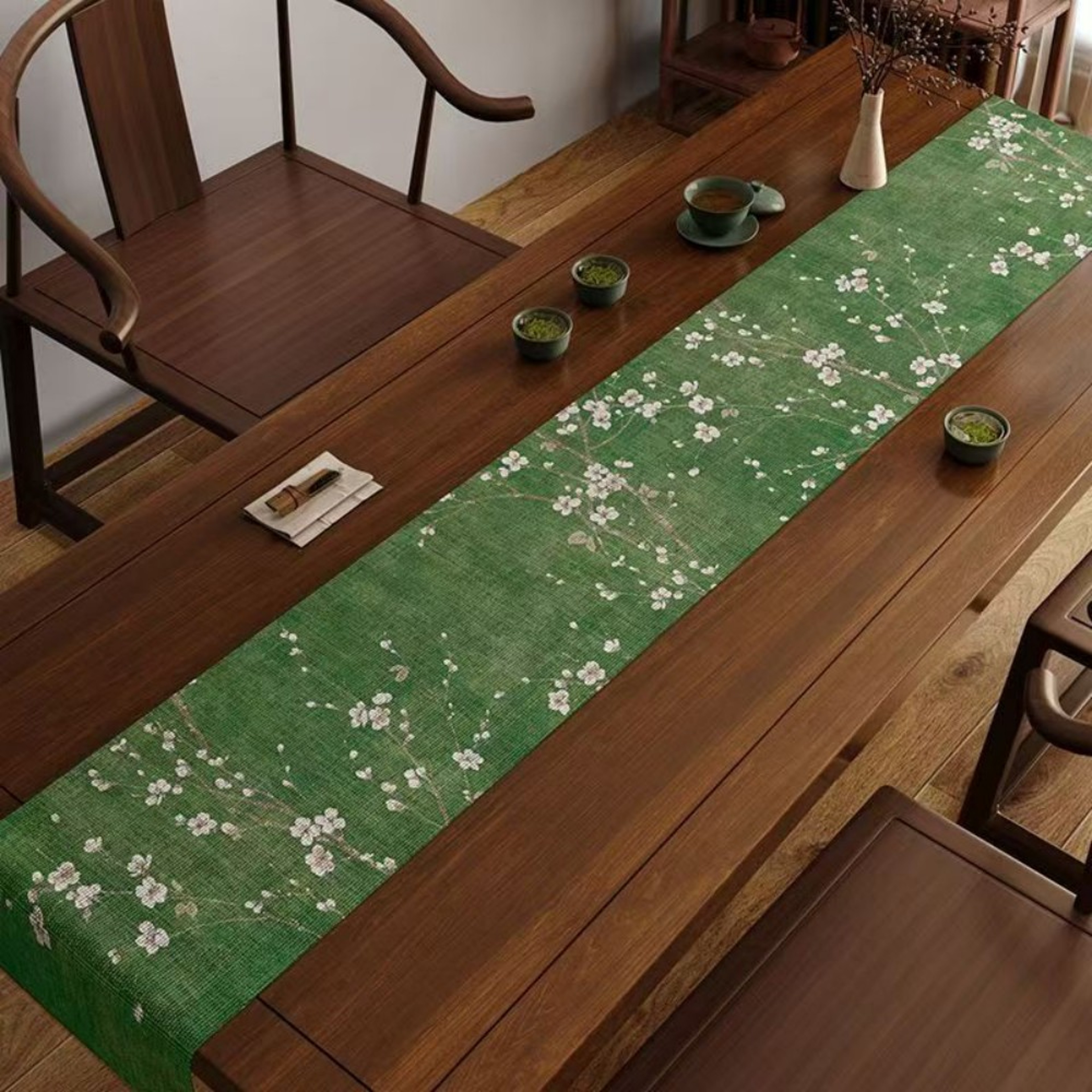 Elegant Chinese Bamboo Shadow  Flying Bird Table Runner For Home  Restaurant 3