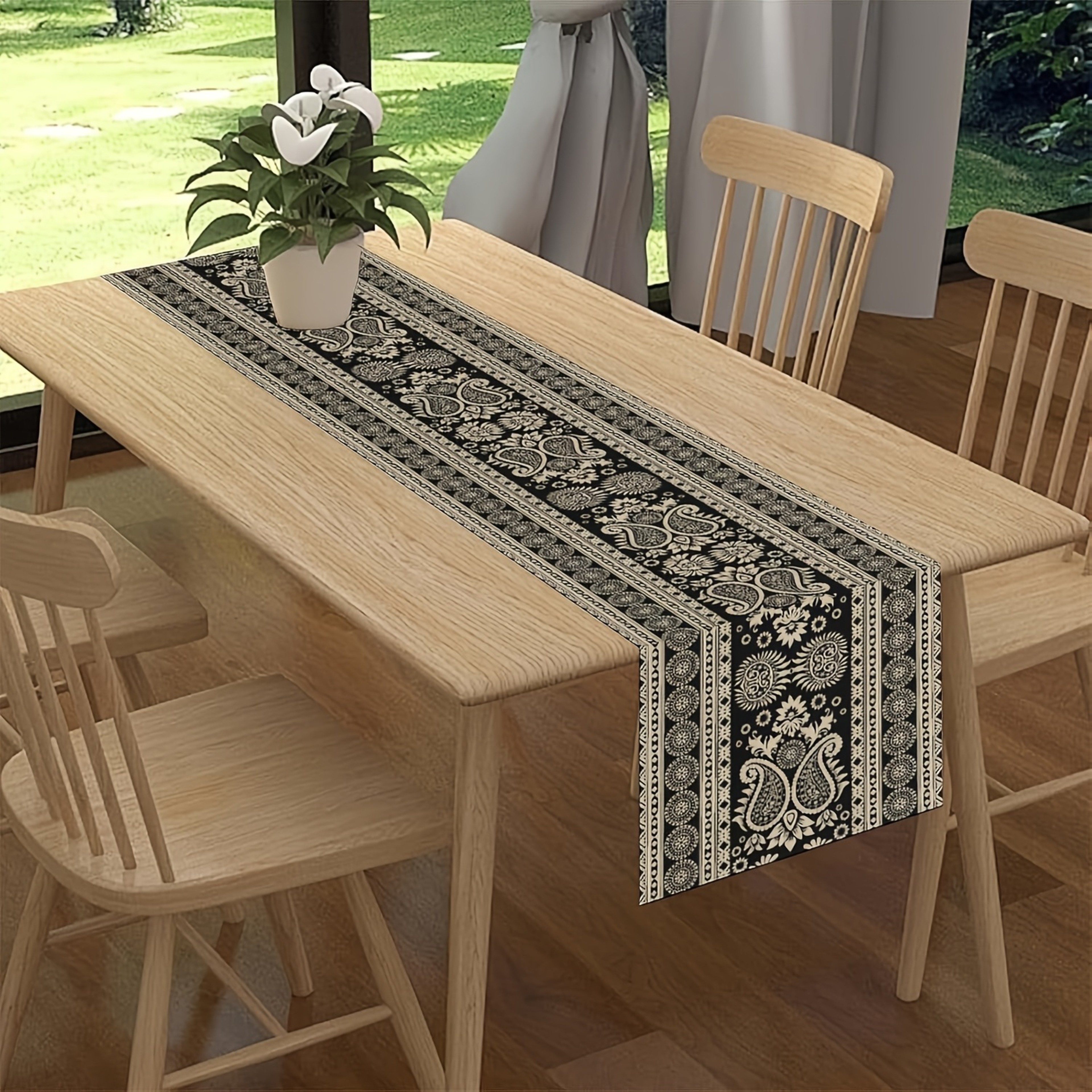 Elegant Vintage Paisley Table Runner Linen Table Decor For Kitchen  Birthday 1