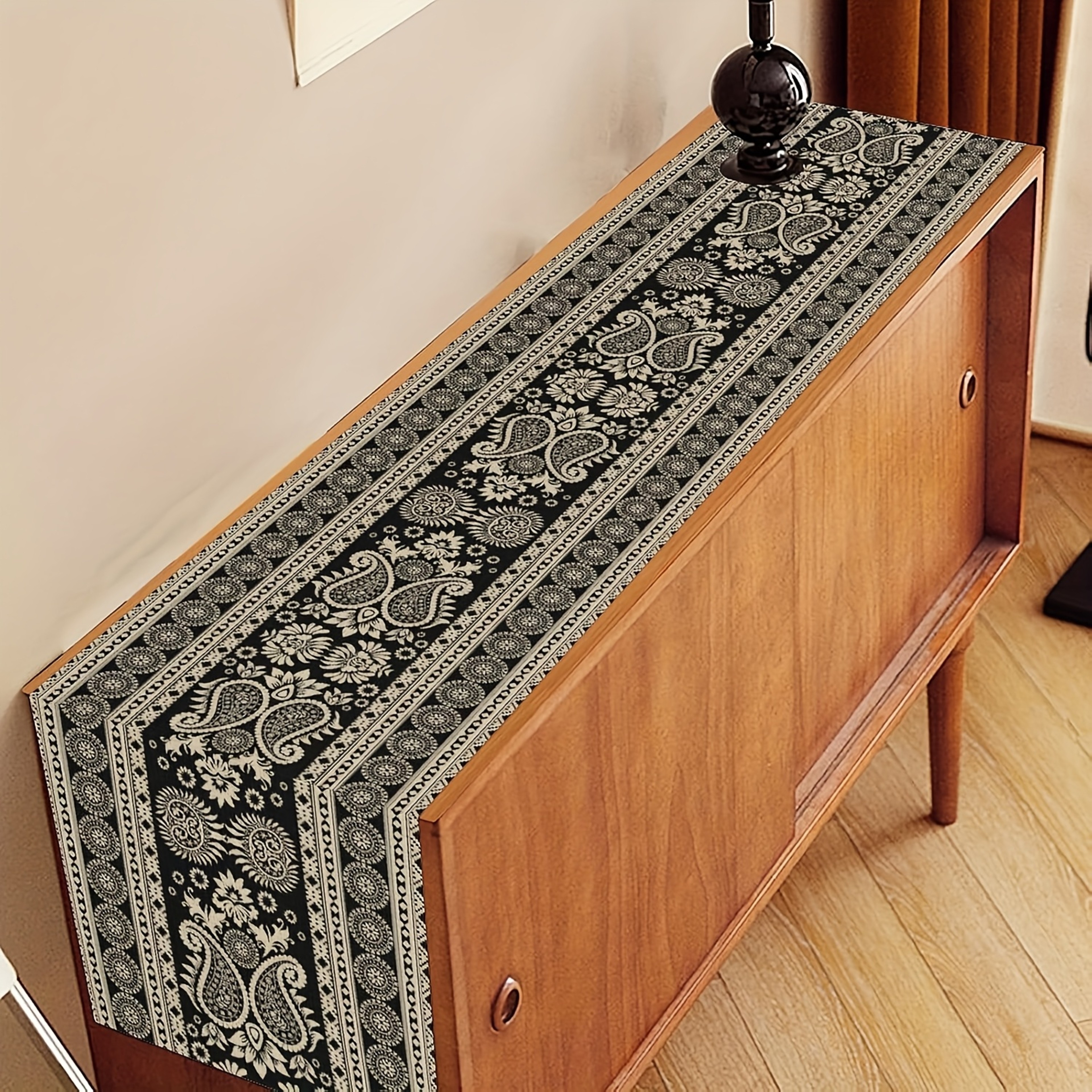Elegant Vintage Paisley Table Runner Linen Table Decor For Kitchen  Birthday 2