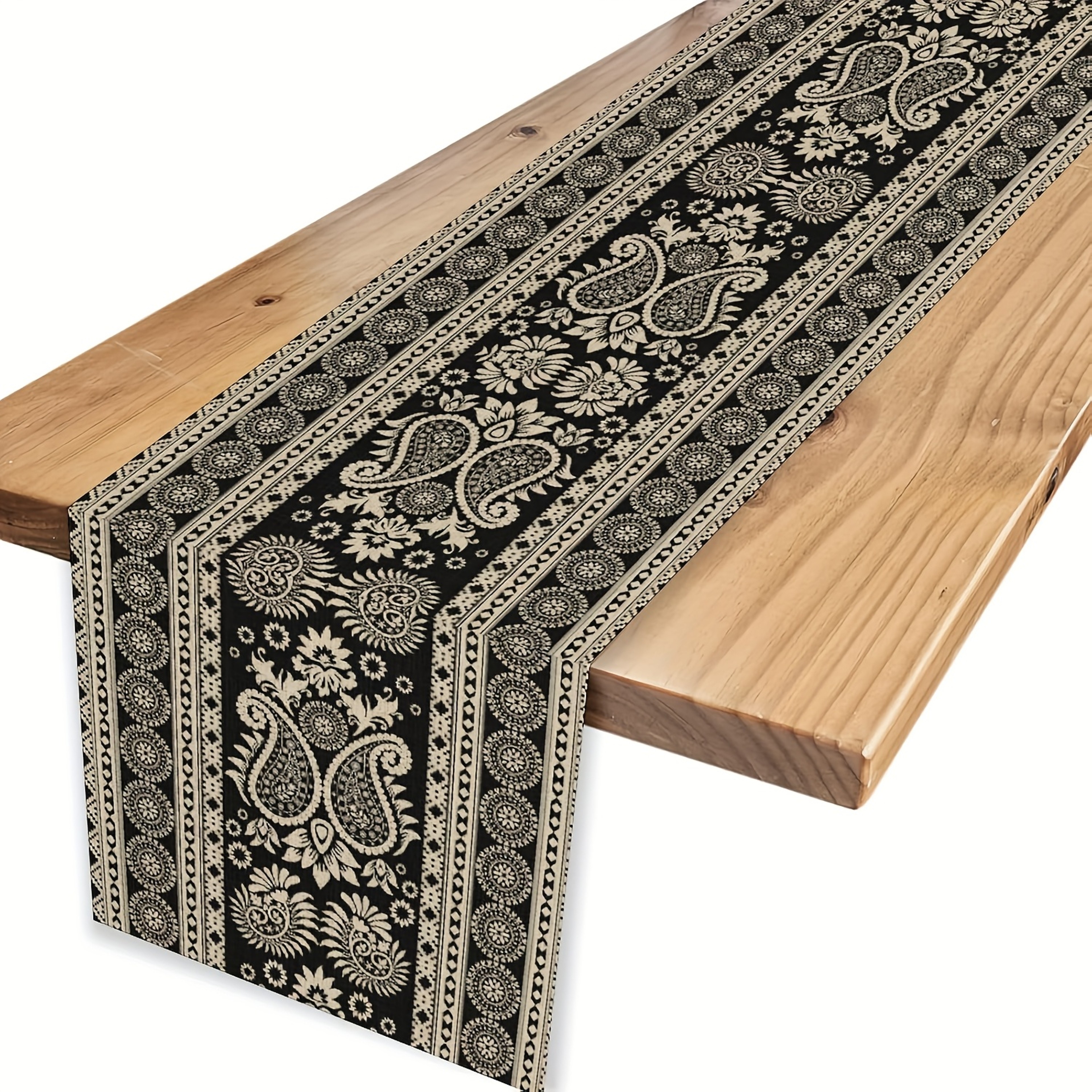 Elegant Vintage Paisley Table Runner Linen Table Decor For Kitchen  Birthday 3