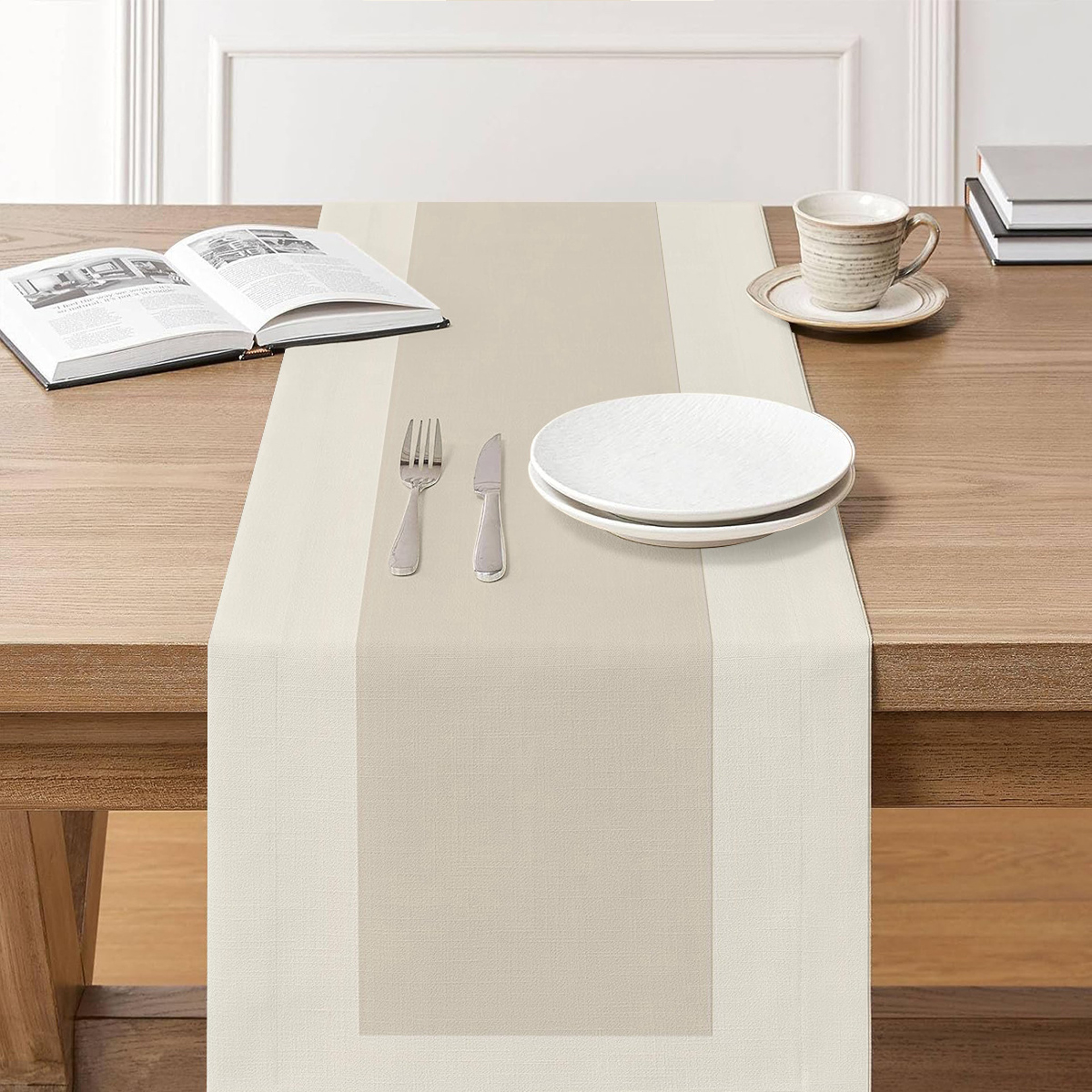Serene Beige Table Runner Minimalist Home  Holiday Decor 2