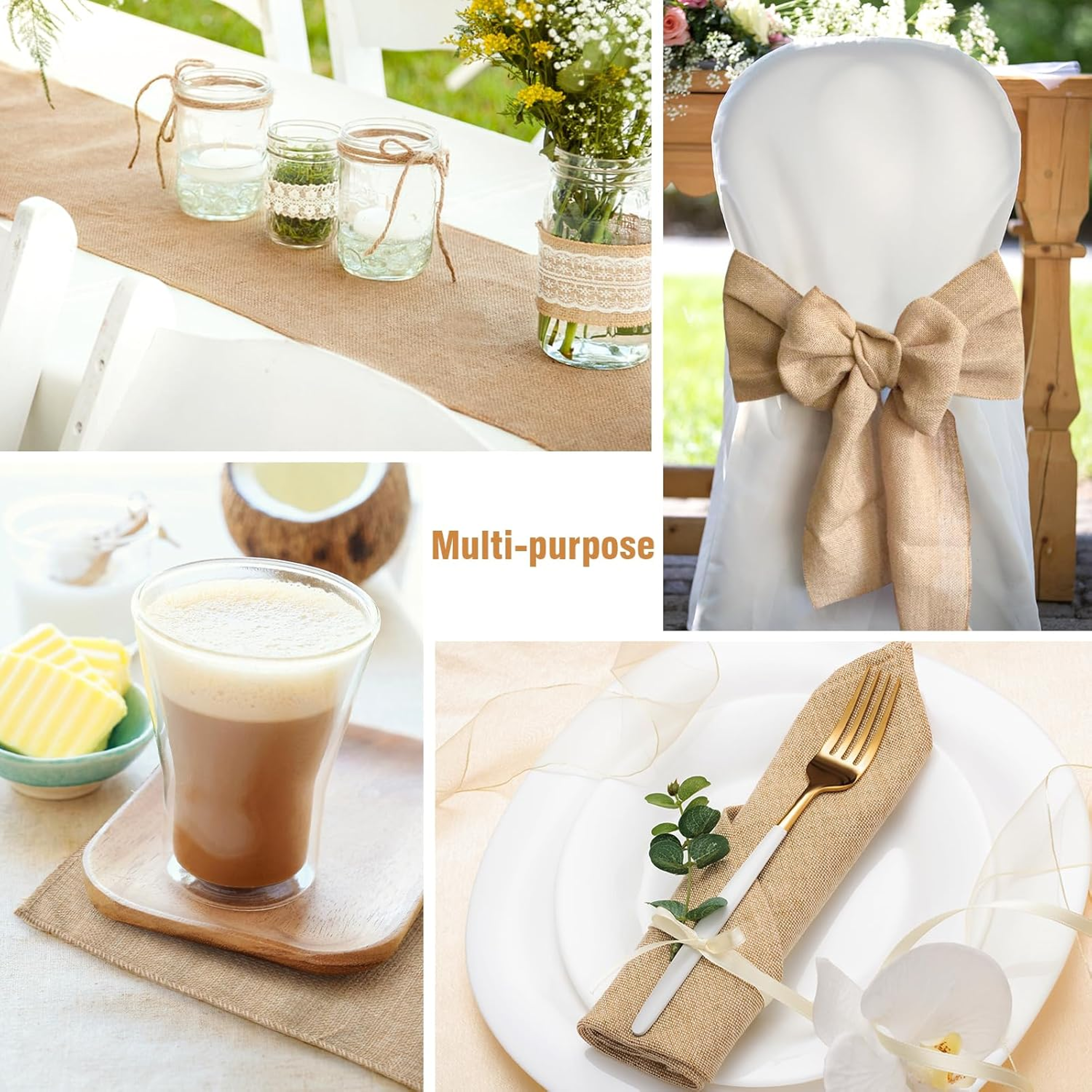 Rustic Jute Table Runner Farmhouse Burlap Dining Decor 4