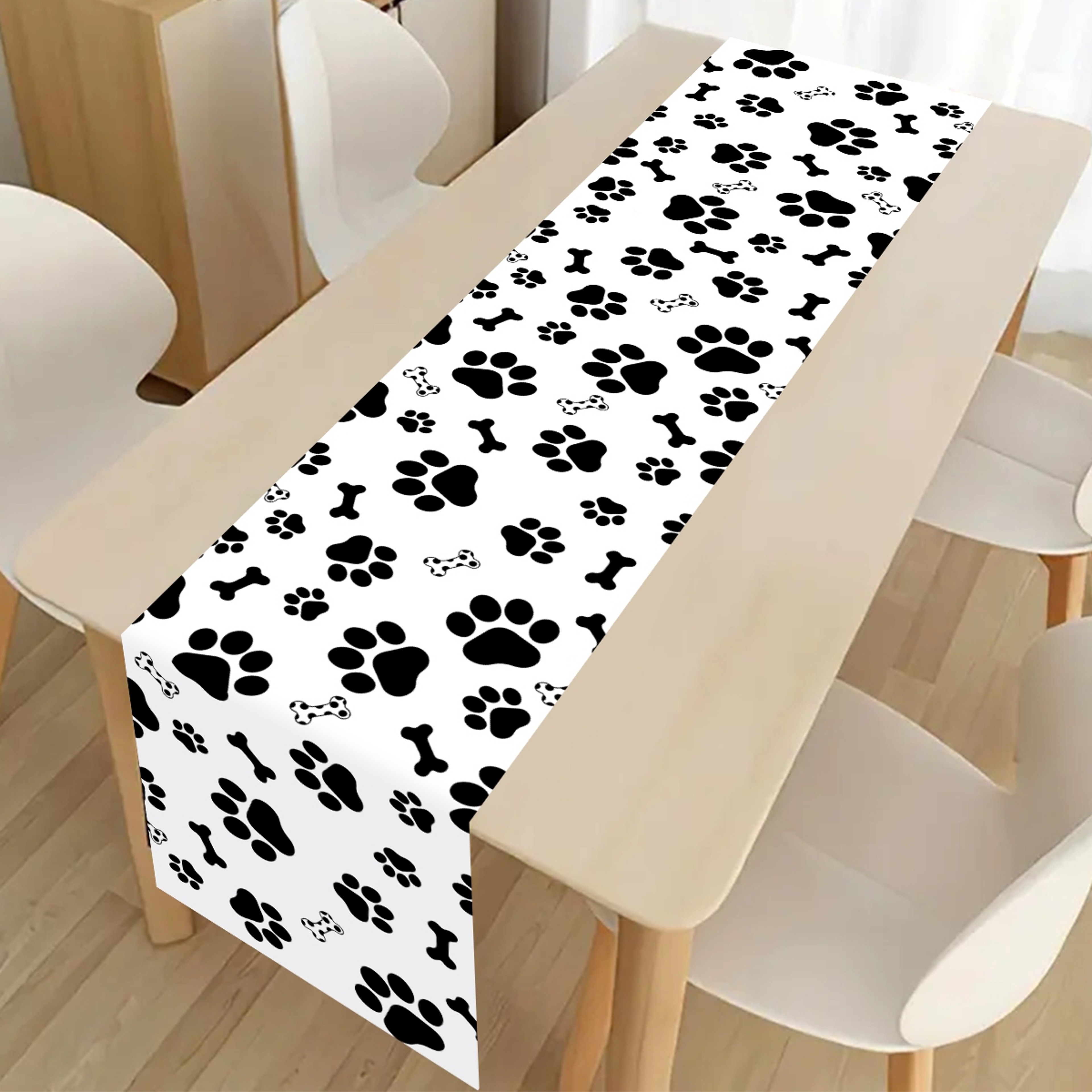 Premium Black  White Checkered Table Runner For Soccer Parties 5