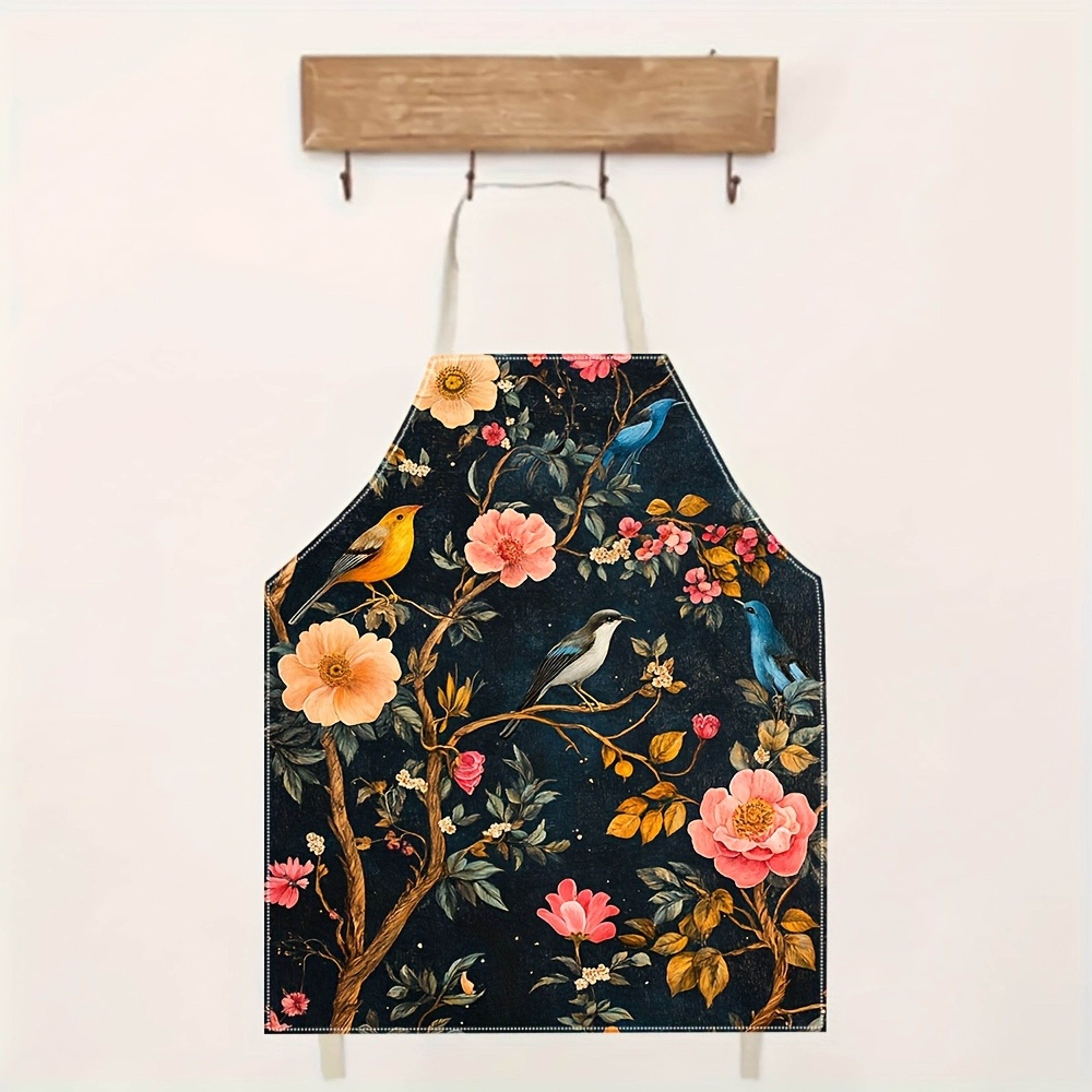 Vintage Floral Bird Print Linen Apron For Women Stylish Cooking  Baking Essential 1