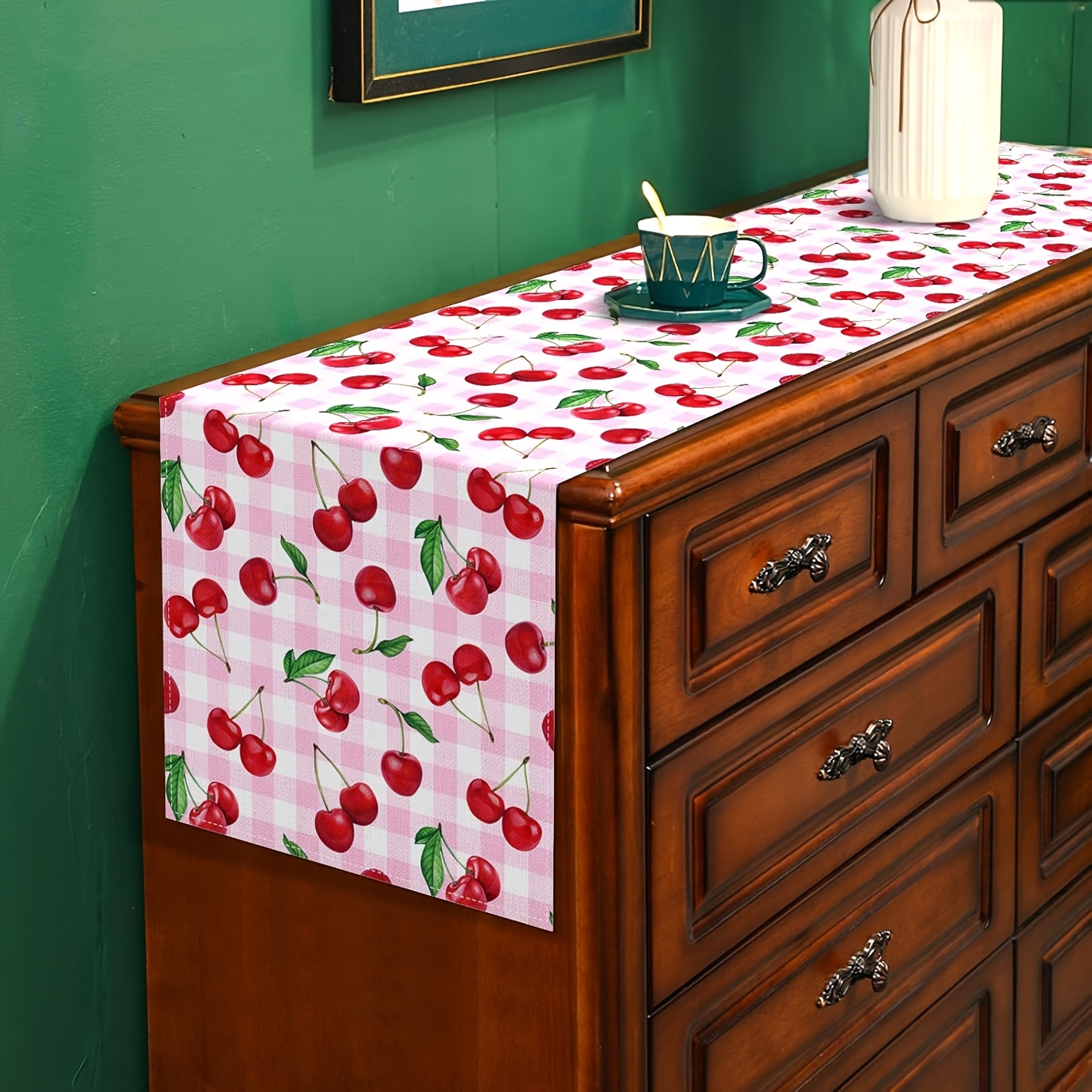 Cherry Table Runner Spring  Summer Fruit Decor For Kitchen Dining 3