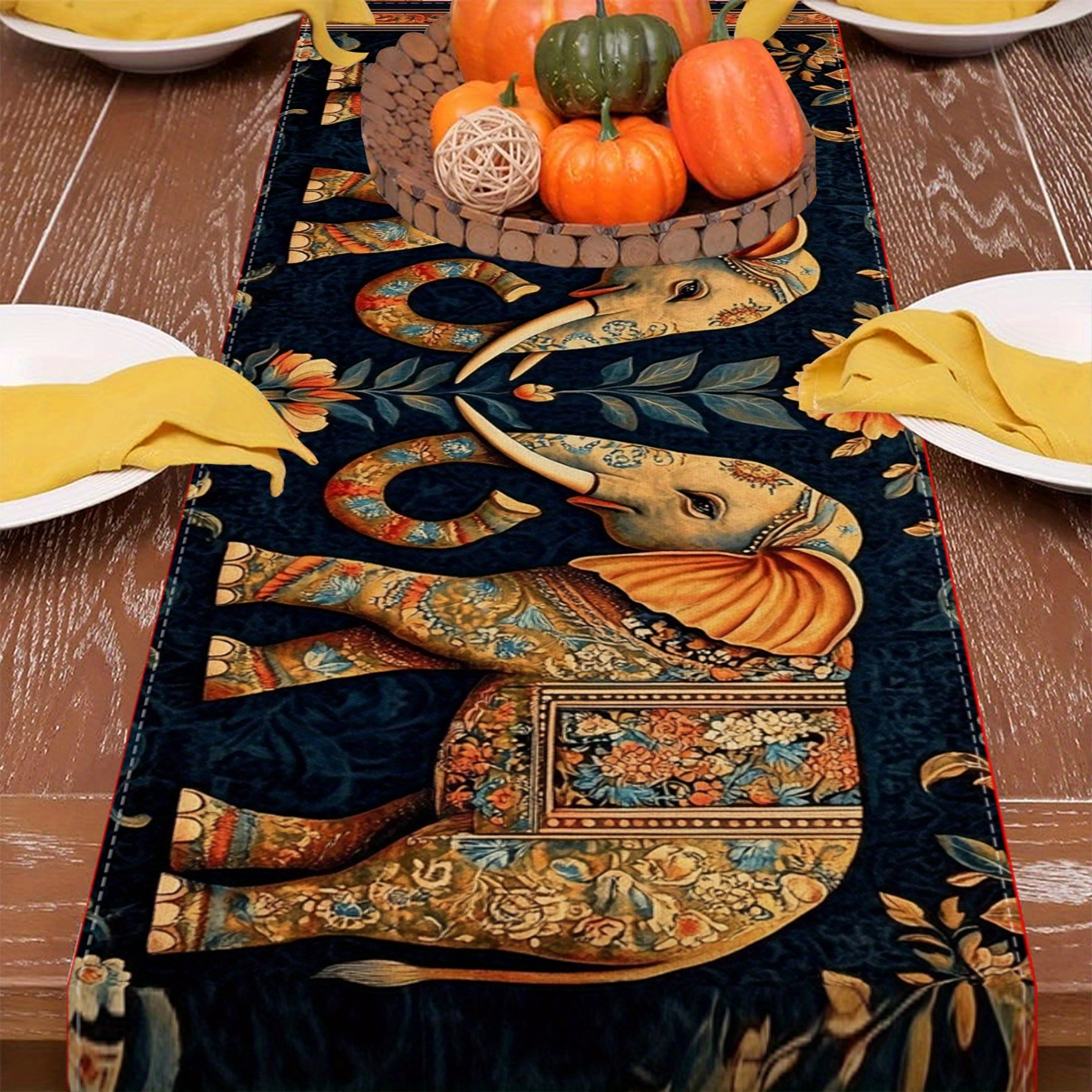 Elephant Bohemian Table Runner For Dining Table Premium Polyester Table Runner Decor 3