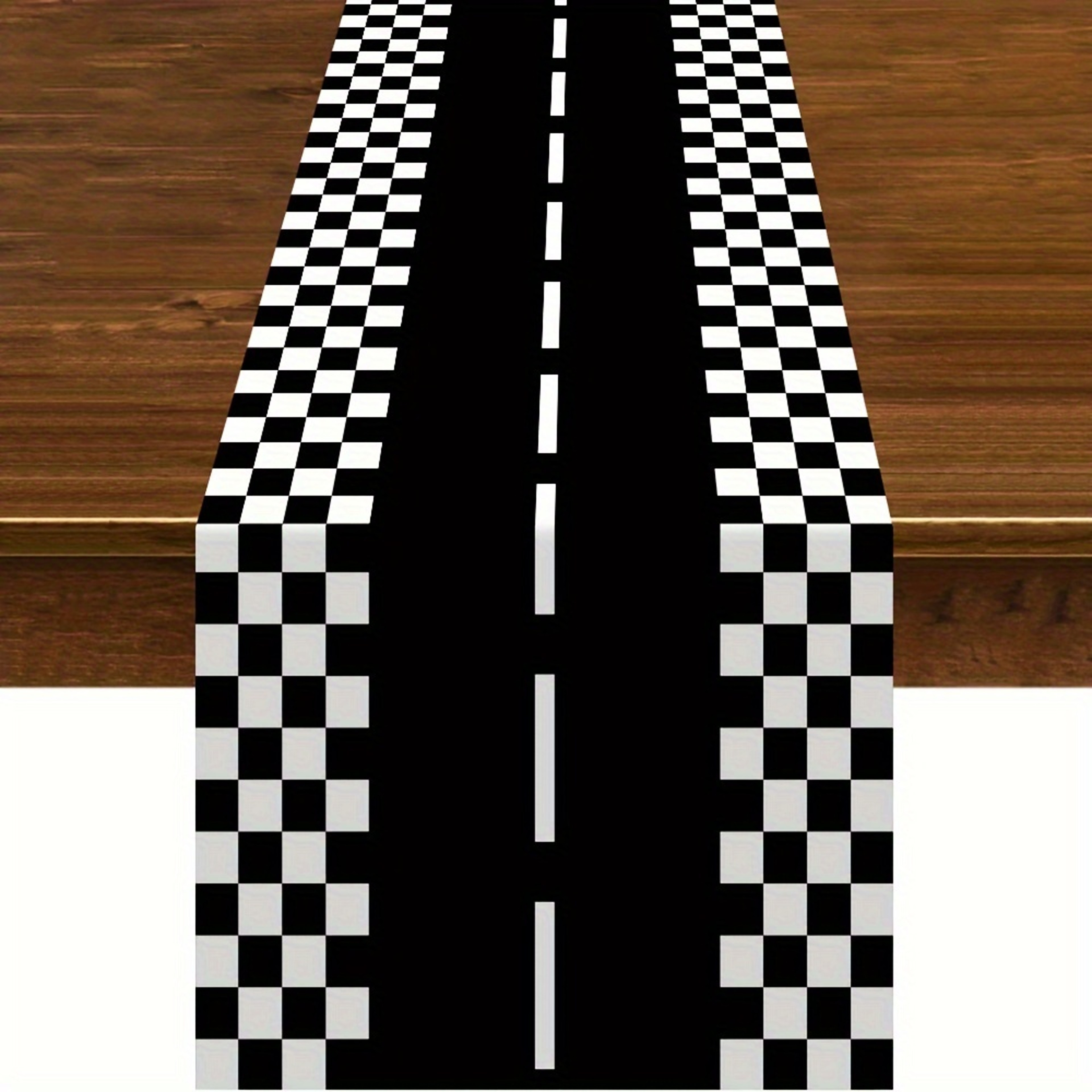 Racetrack Linen Table Runner Race Track Table Runner for Holiday & Kitchen Party Decor – view 1