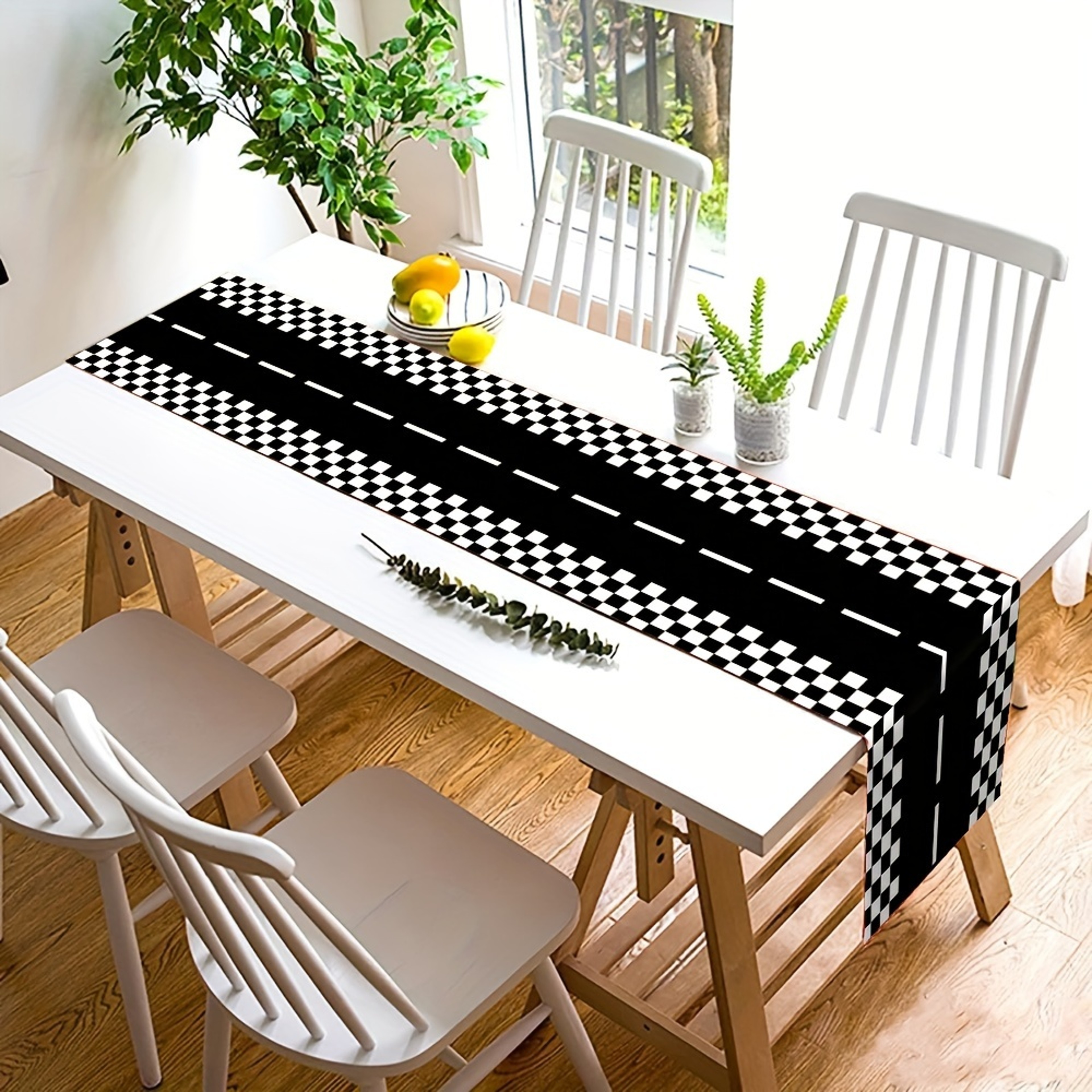 Racetrack Linen Table Runner Race Track Table Runner for Holiday & Kitchen Party Decor – view 2
