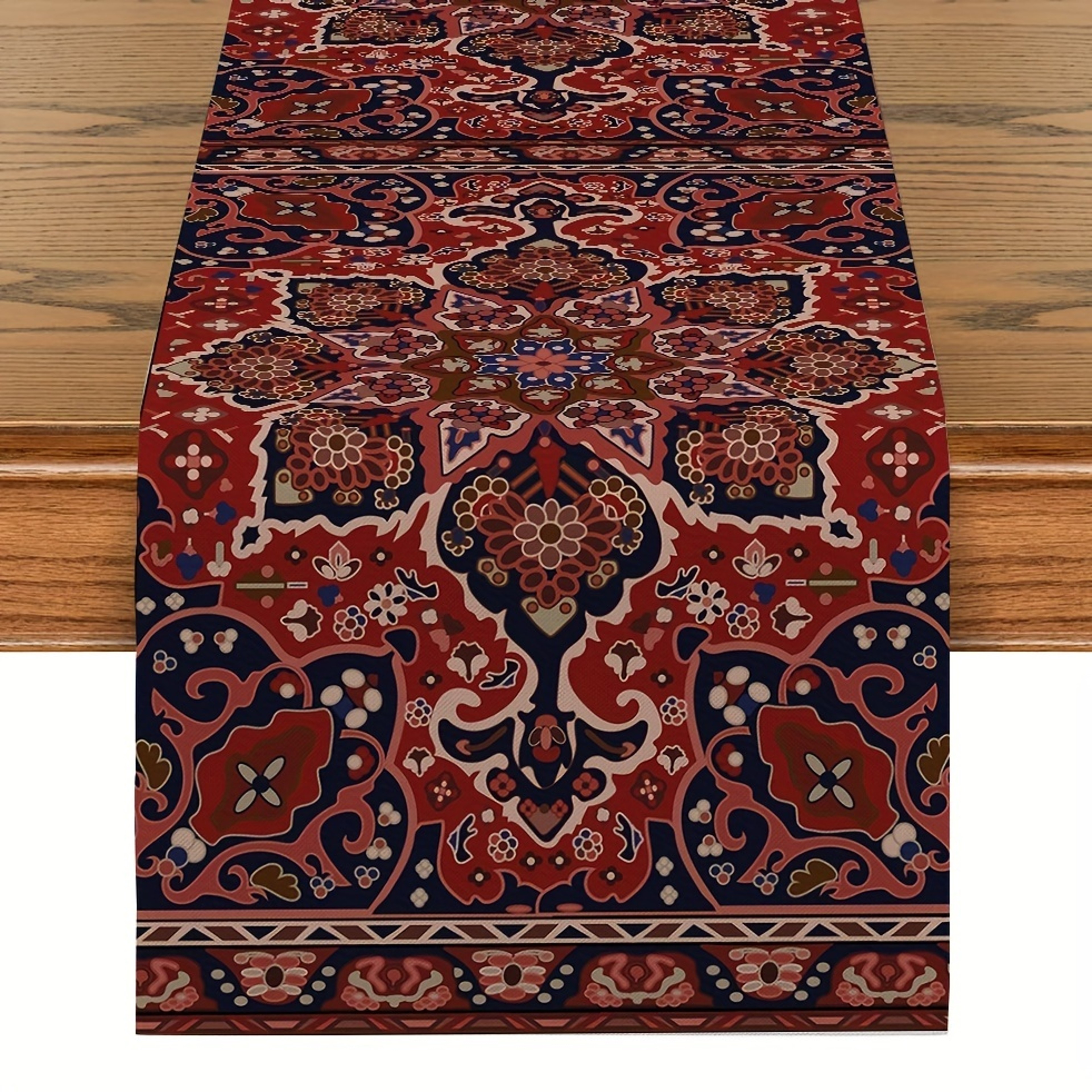 Rustic Persian Farmhouse Linen Table Runner for Dining & Holiday Decor – view 5