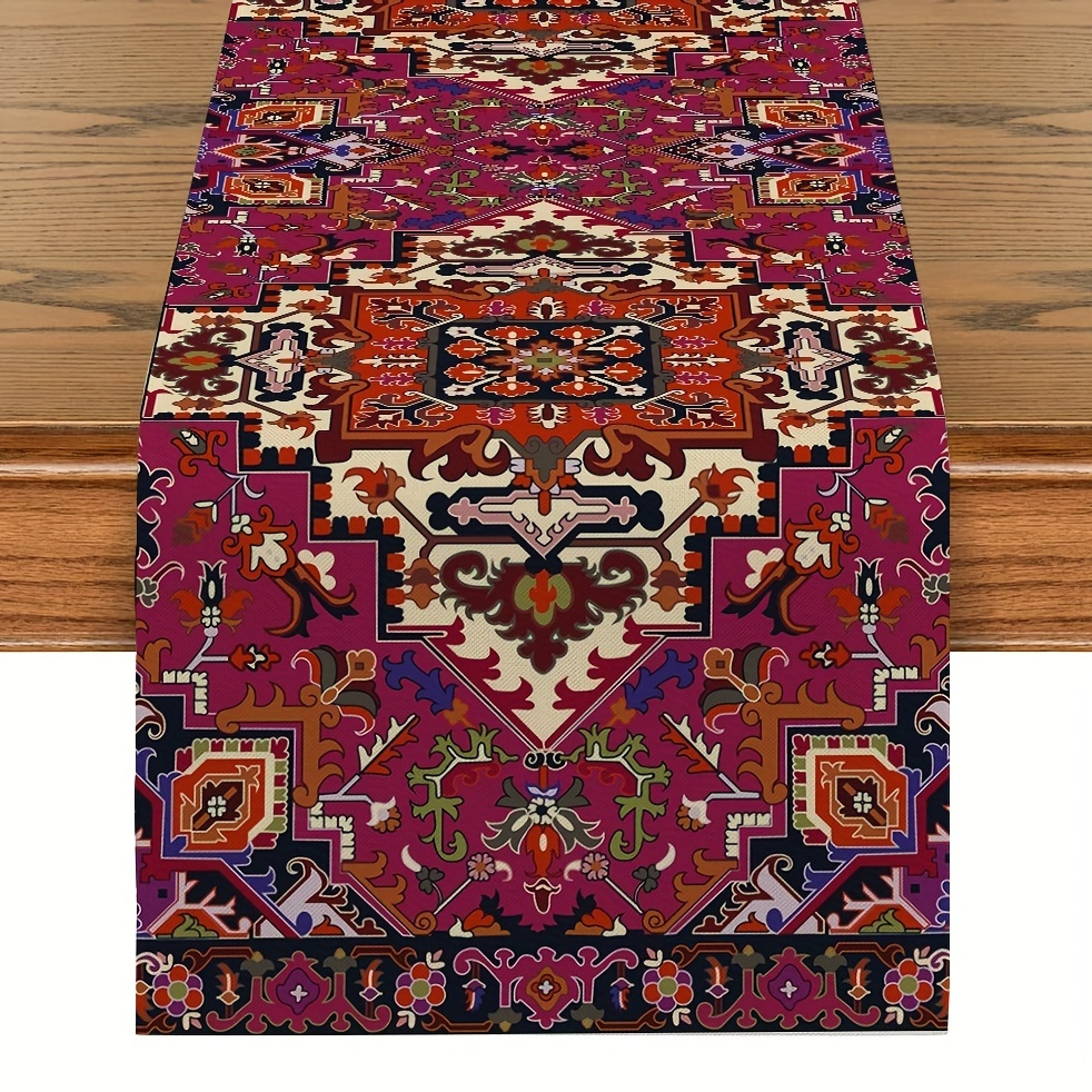 Rustic Persian Farmhouse Linen Table Runner for Dining & Holiday Decor – view 9