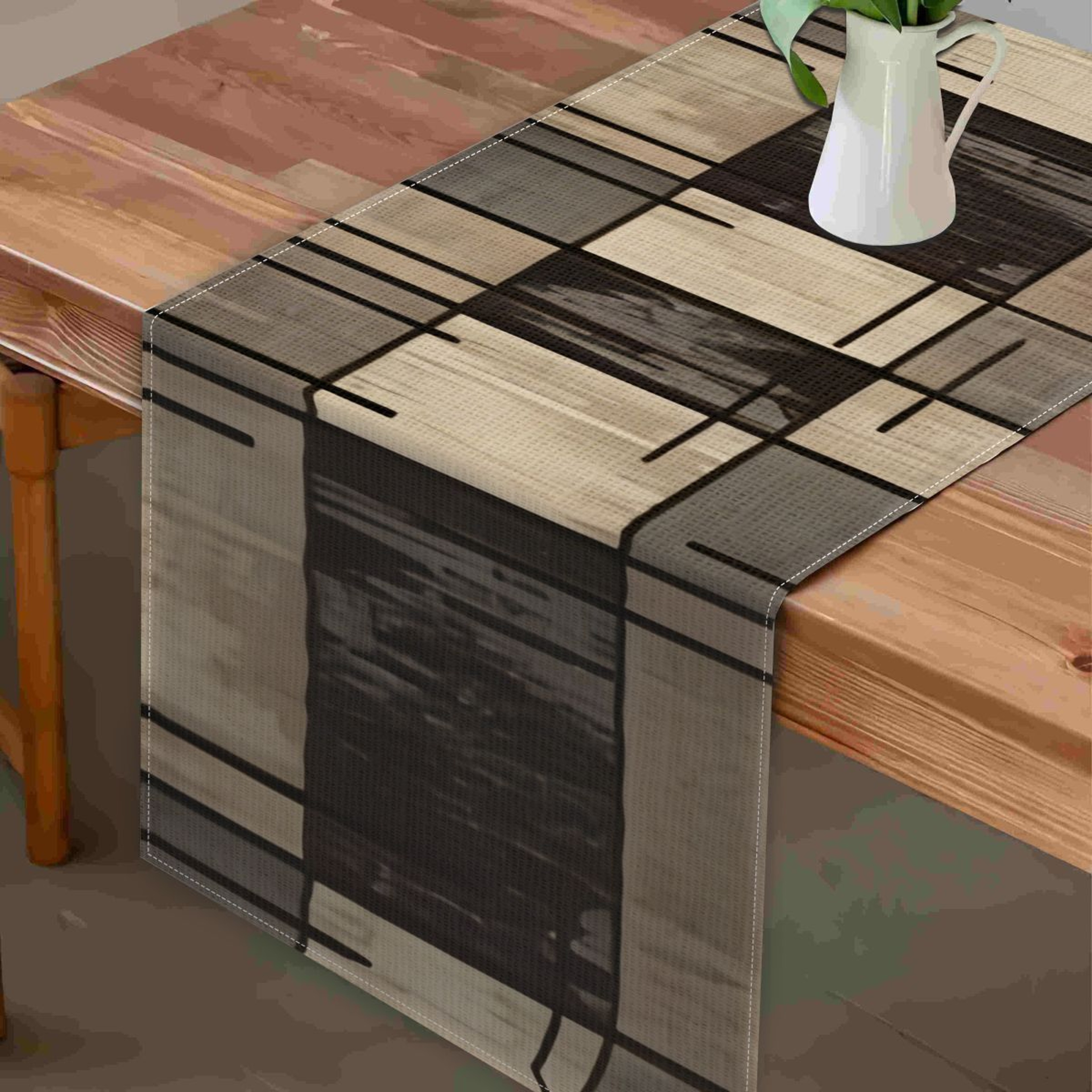 Modern Geometric Linen Table Runner Farmhouse Dining Table Decor 4