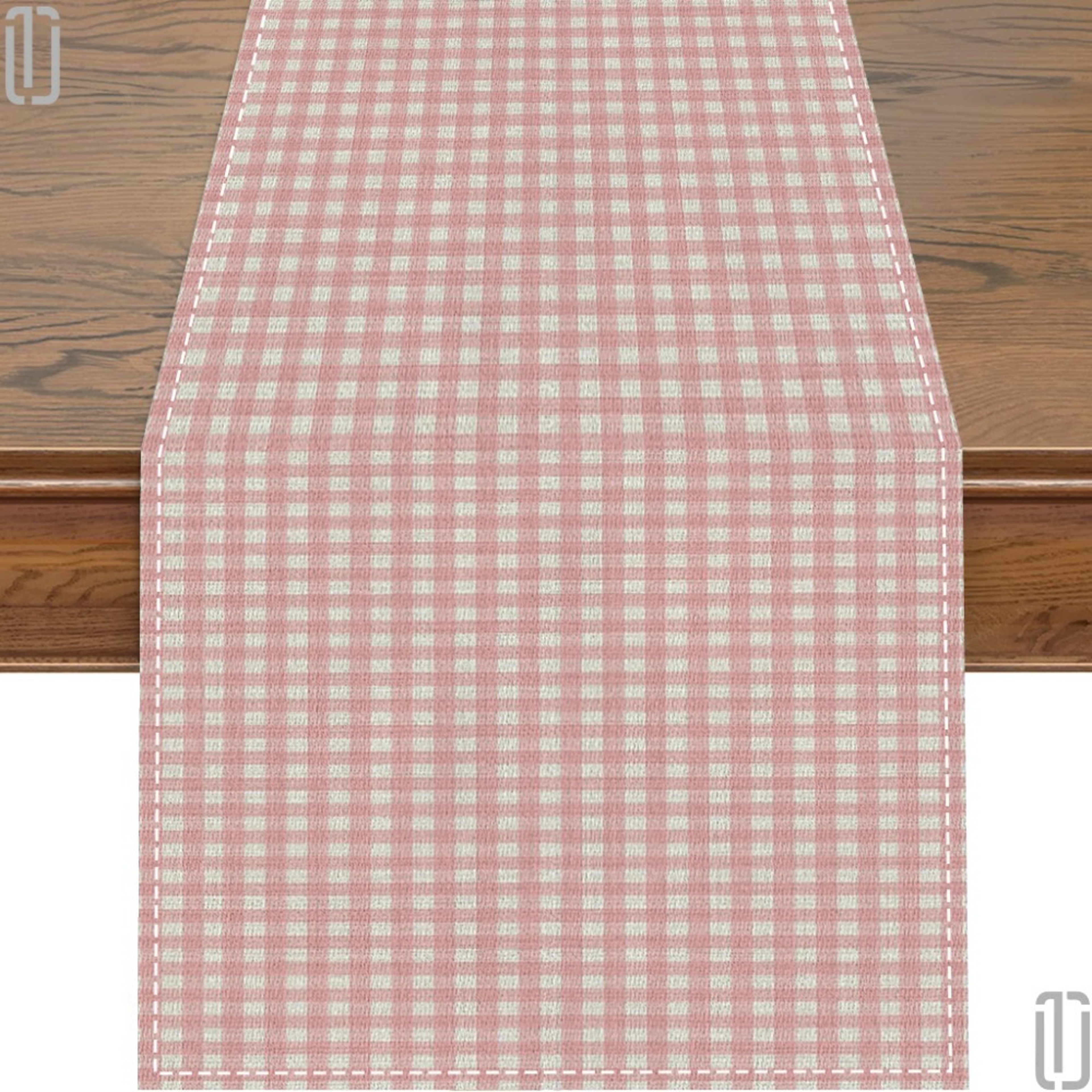 Pink  White Gingham Table Runner For Dining Holiday  Kitchen Table Decor 5