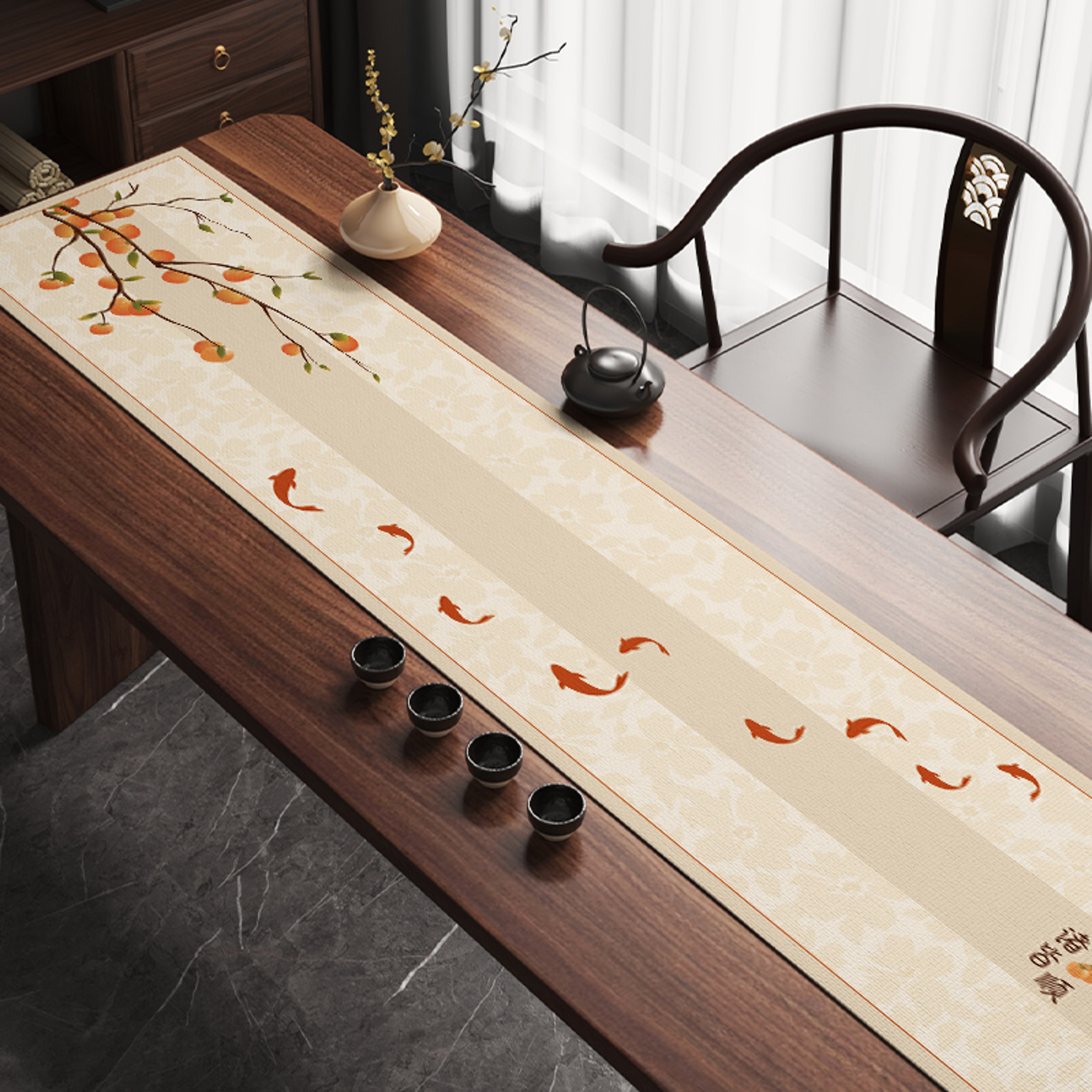 High End Chinese Style Tea Table Runner Elegant Long Tea Table Mat Cloth for Tea Room & Ceremony Decor – view 3