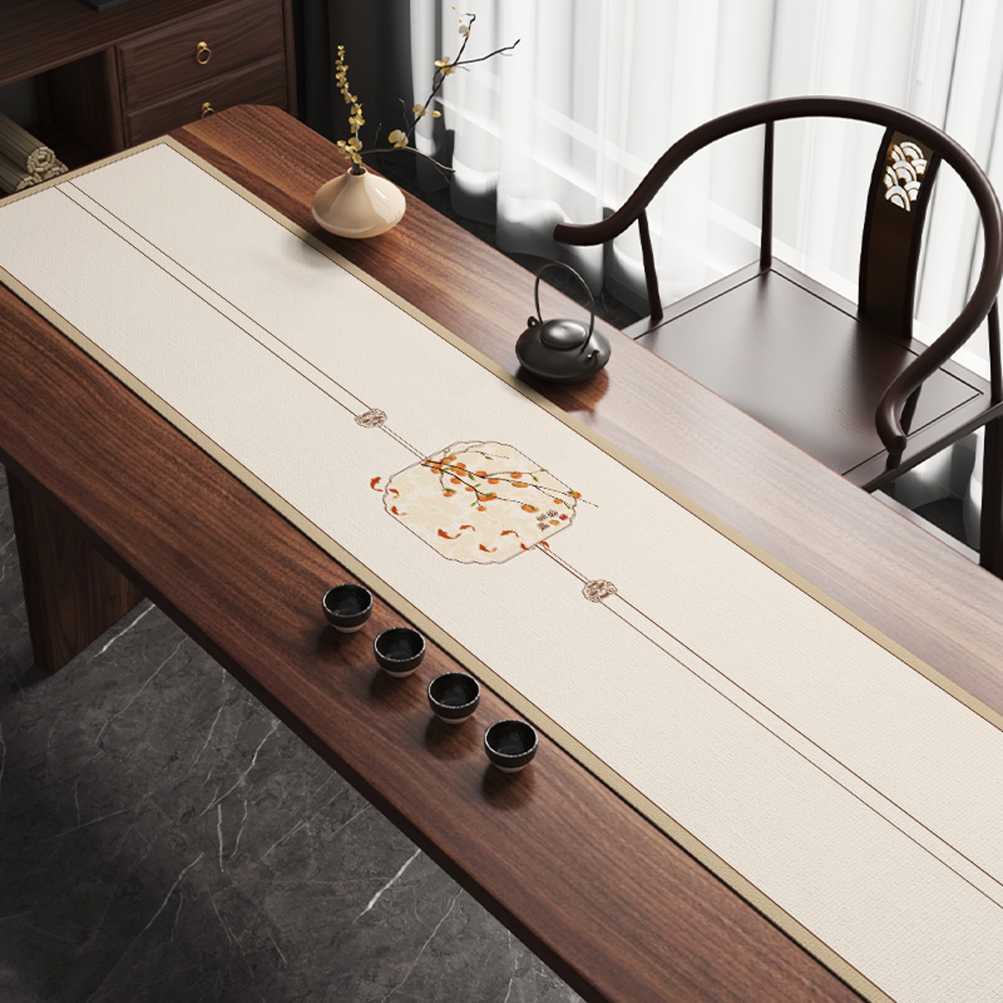 High End Chinese Style Tea Table Runner Elegant Long Tea Table Mat Cloth for Tea Room & Ceremony Decor – view 4