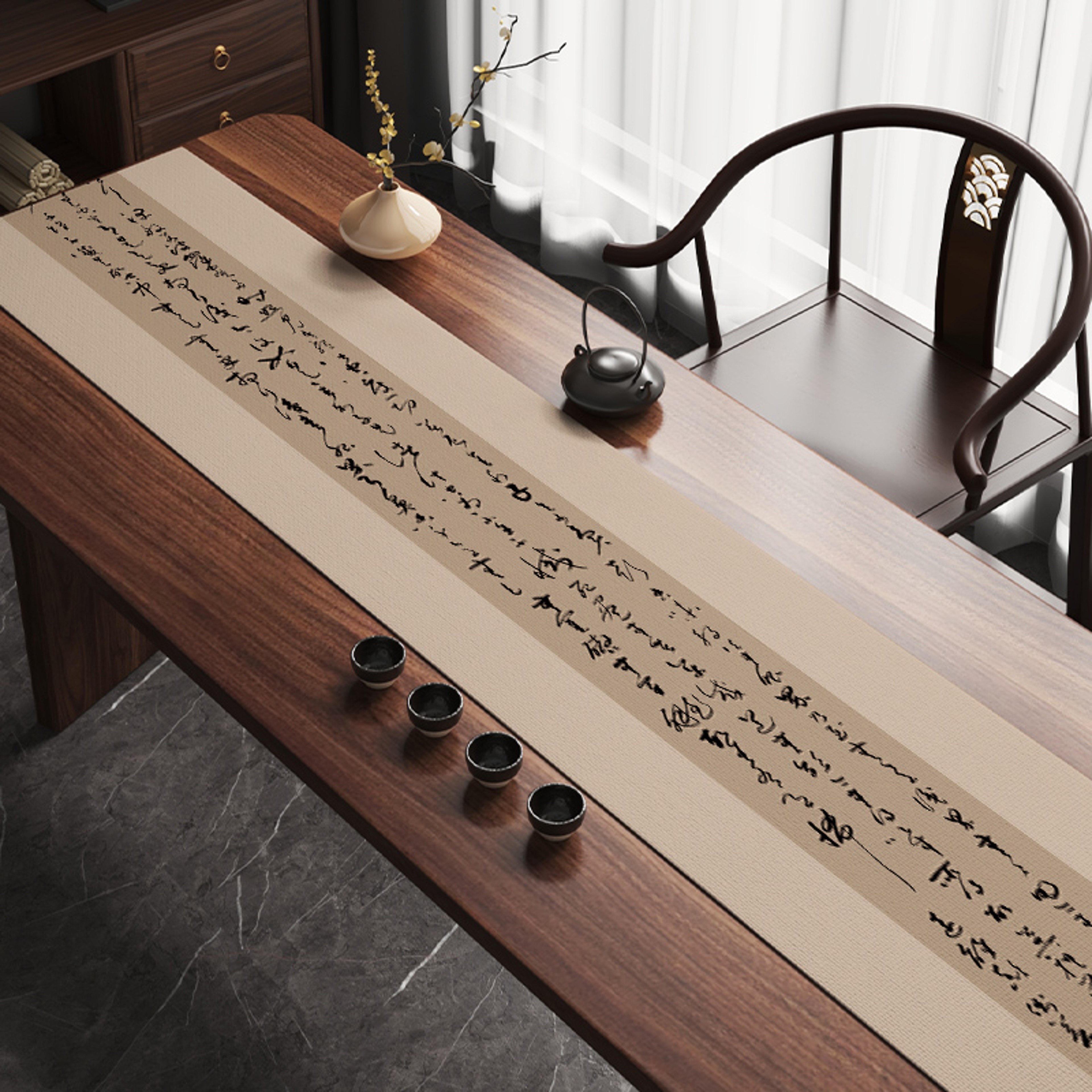 High End Chinese Style Tea Table Runner Elegant Long Tea Table Mat Cloth for Tea Room & Ceremony Decor – view 8