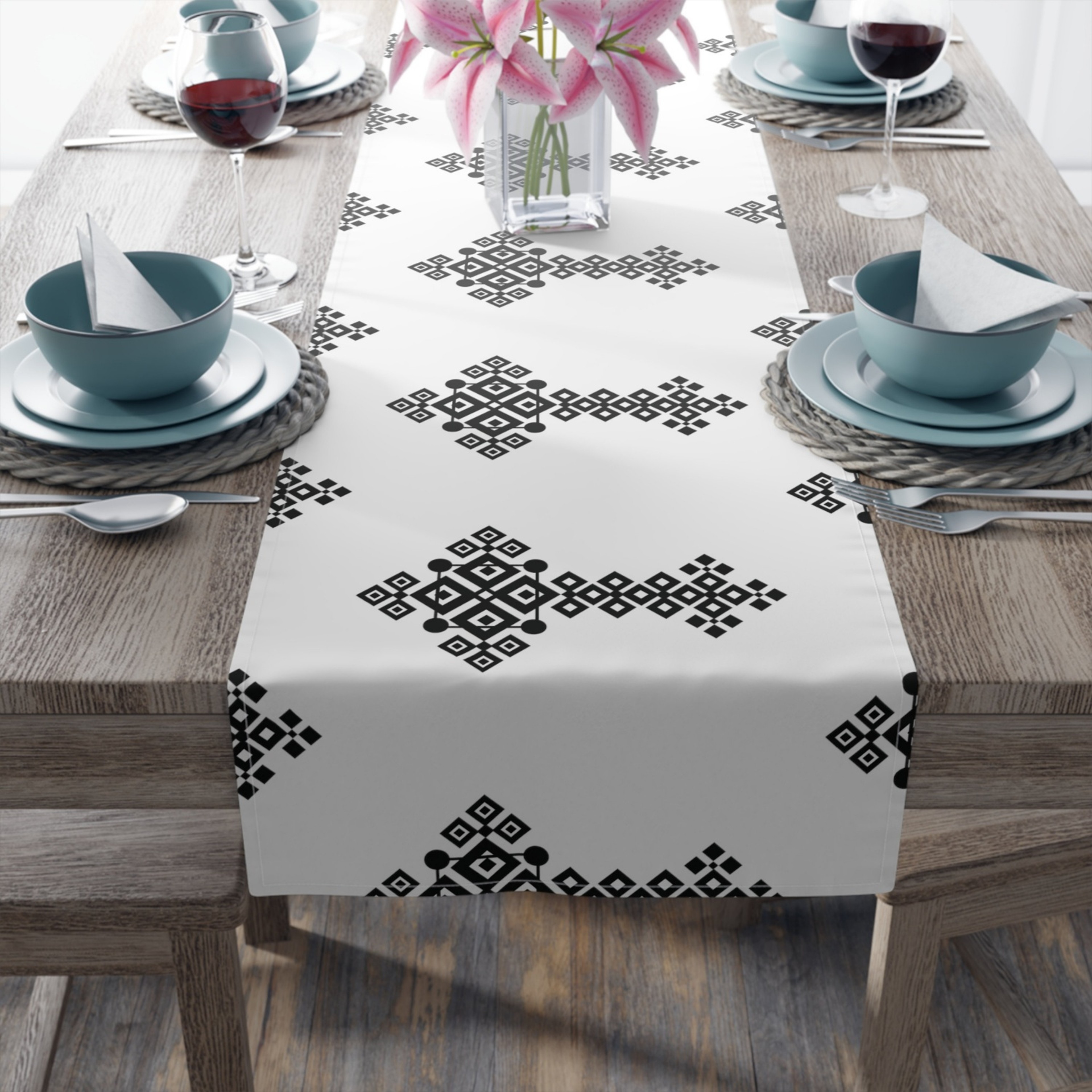 Ethiopian Table Runner With Meskel Cross Design Habesha Tablecloth Decor 0