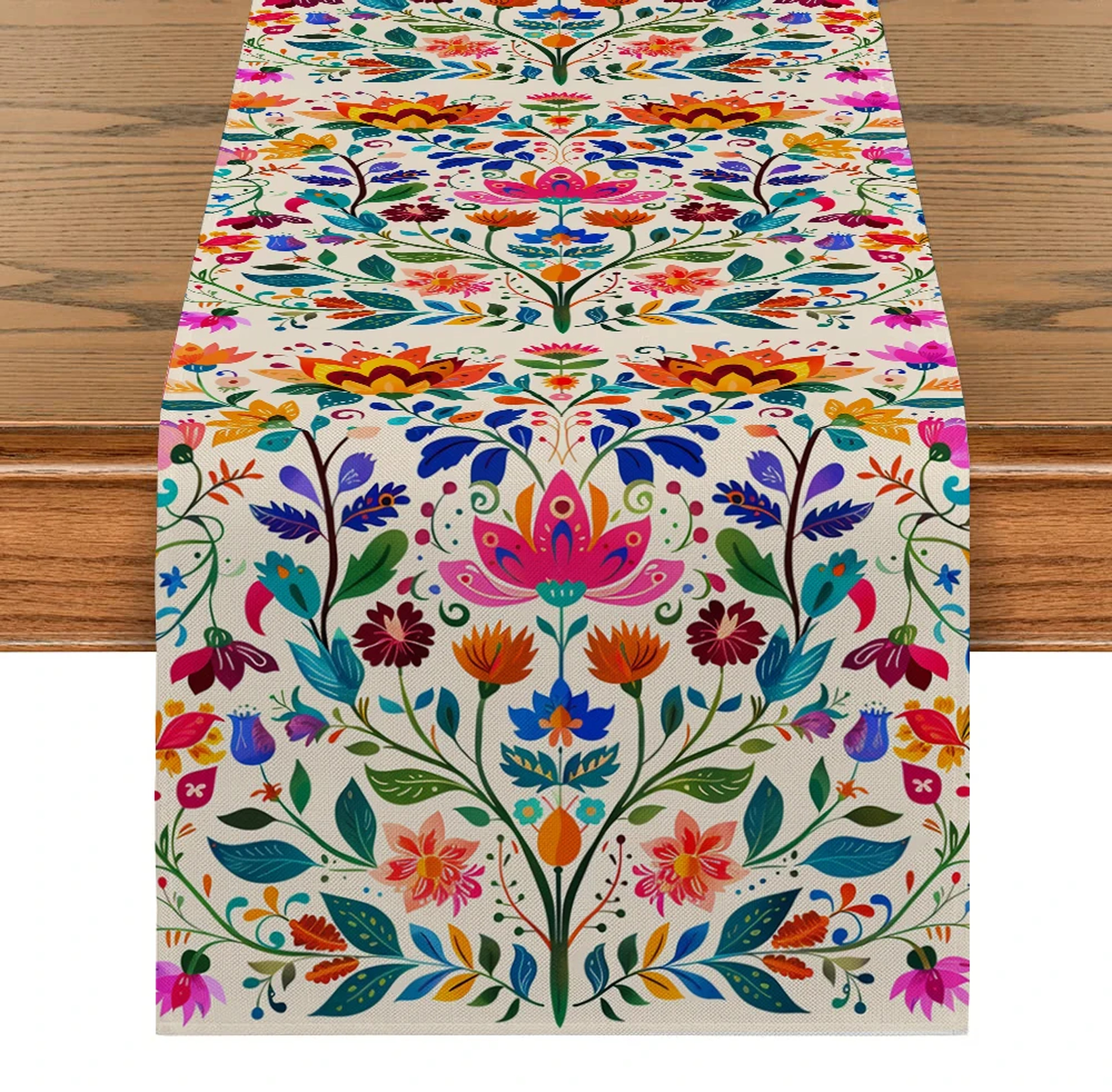 Mexican Floral Table Runner For Cinco De Mayo And Day Of The Dead Decor 0
