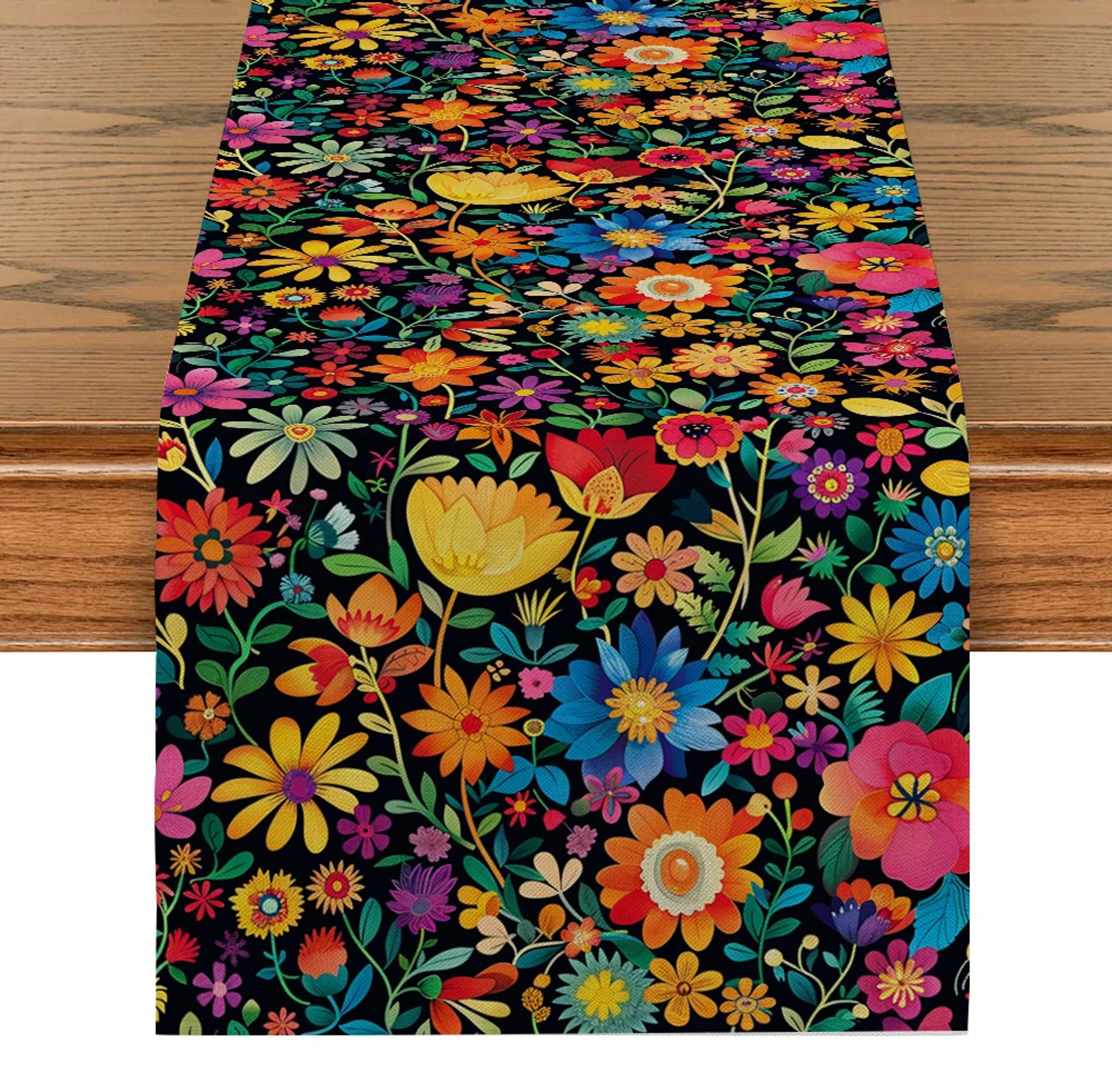 Mexican Floral Table Runner For Cinco De Mayo And Day Of The Dead Decor 3