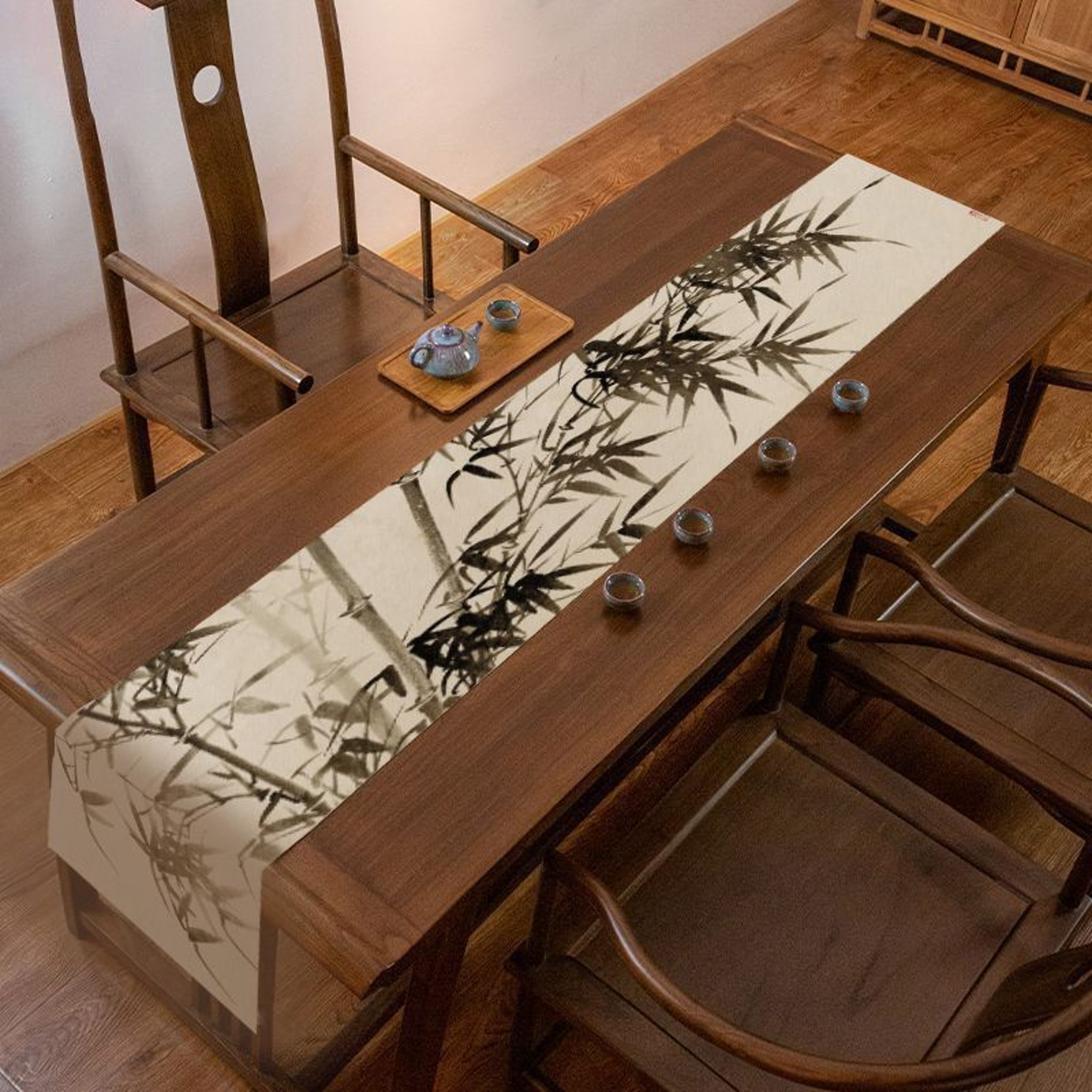 Chinese Zen Waterproof Tea Table Runner for Tea Ceremony Decor – view 3